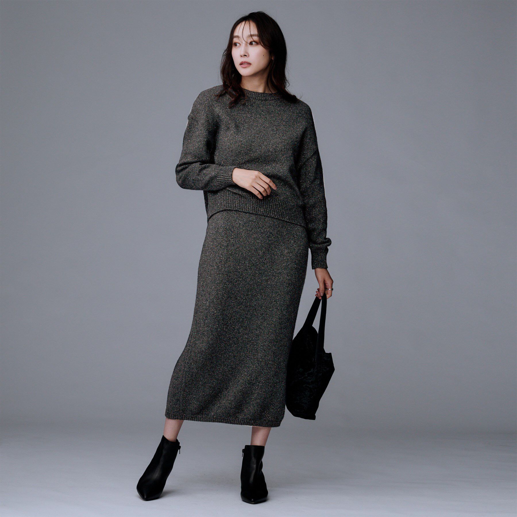 UNTITLED「【セットアップ可/ウエストゴム】ラメニットナロースカート」|スカート|