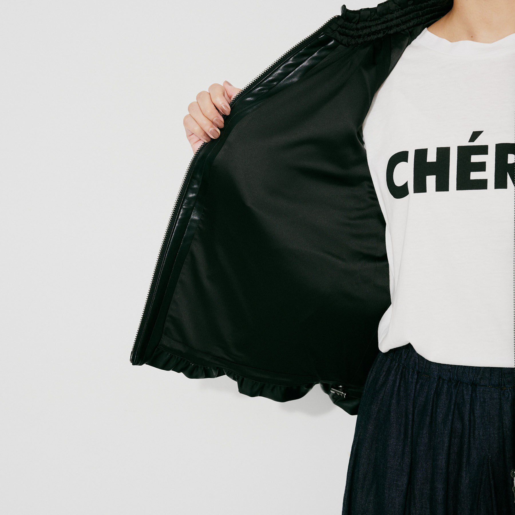 UNTITLED「【MARILYN MOON】ソフトレザー調ブルゾン」|ブルゾン・スタジャン|