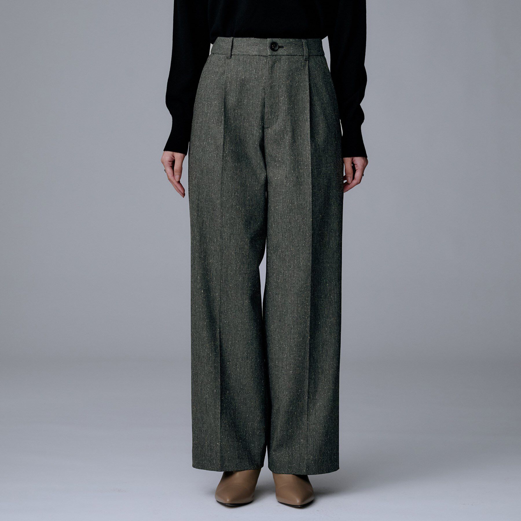 UNTITLED「【ワイド/後ろゴム/シーズンレス】シルクネップツイードパンツ」|その他|