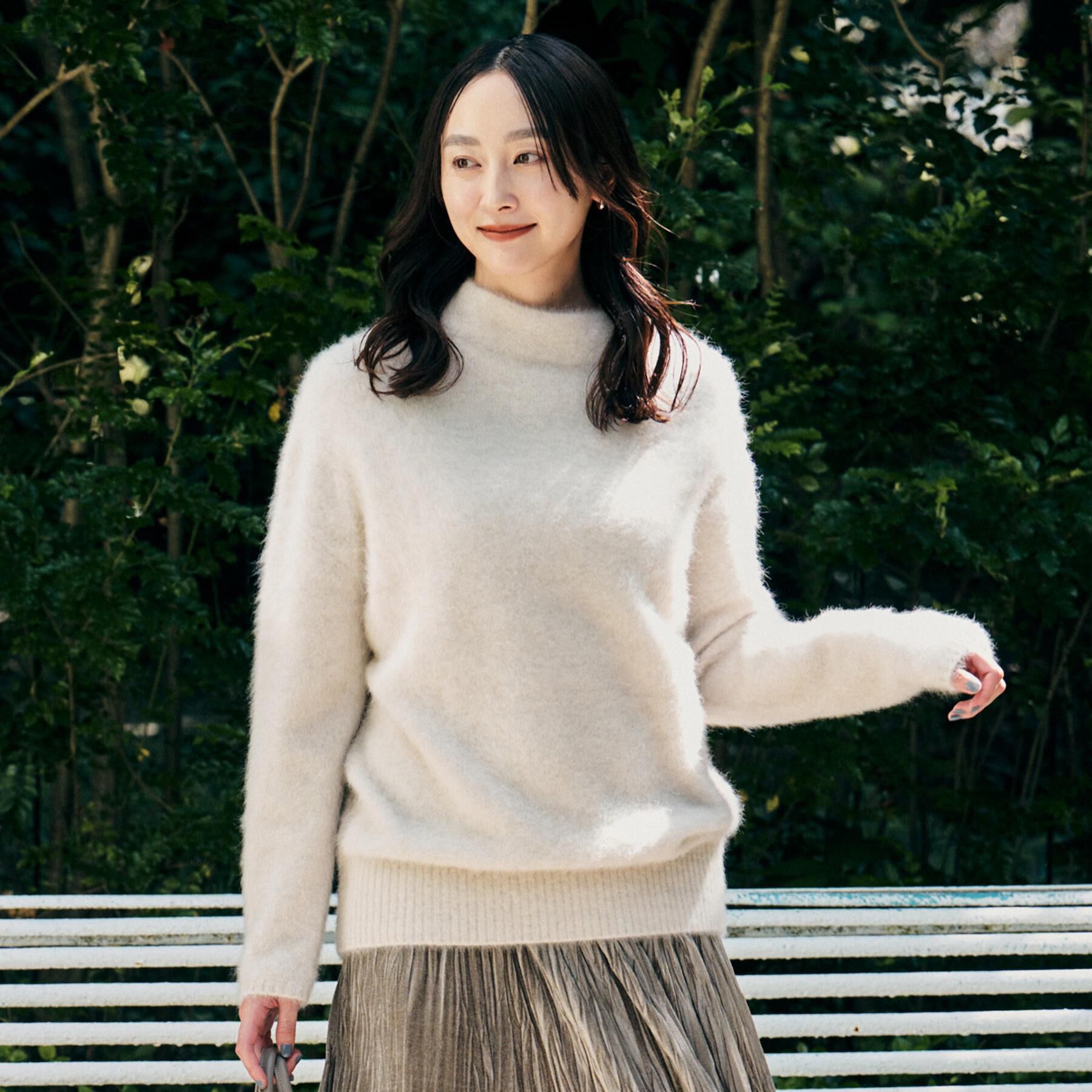 UNTITLED「【大人な品格/ふわふわニット】フォックスカシミヤ コクーンニット」|ニット・セーター|グレージュ(050)