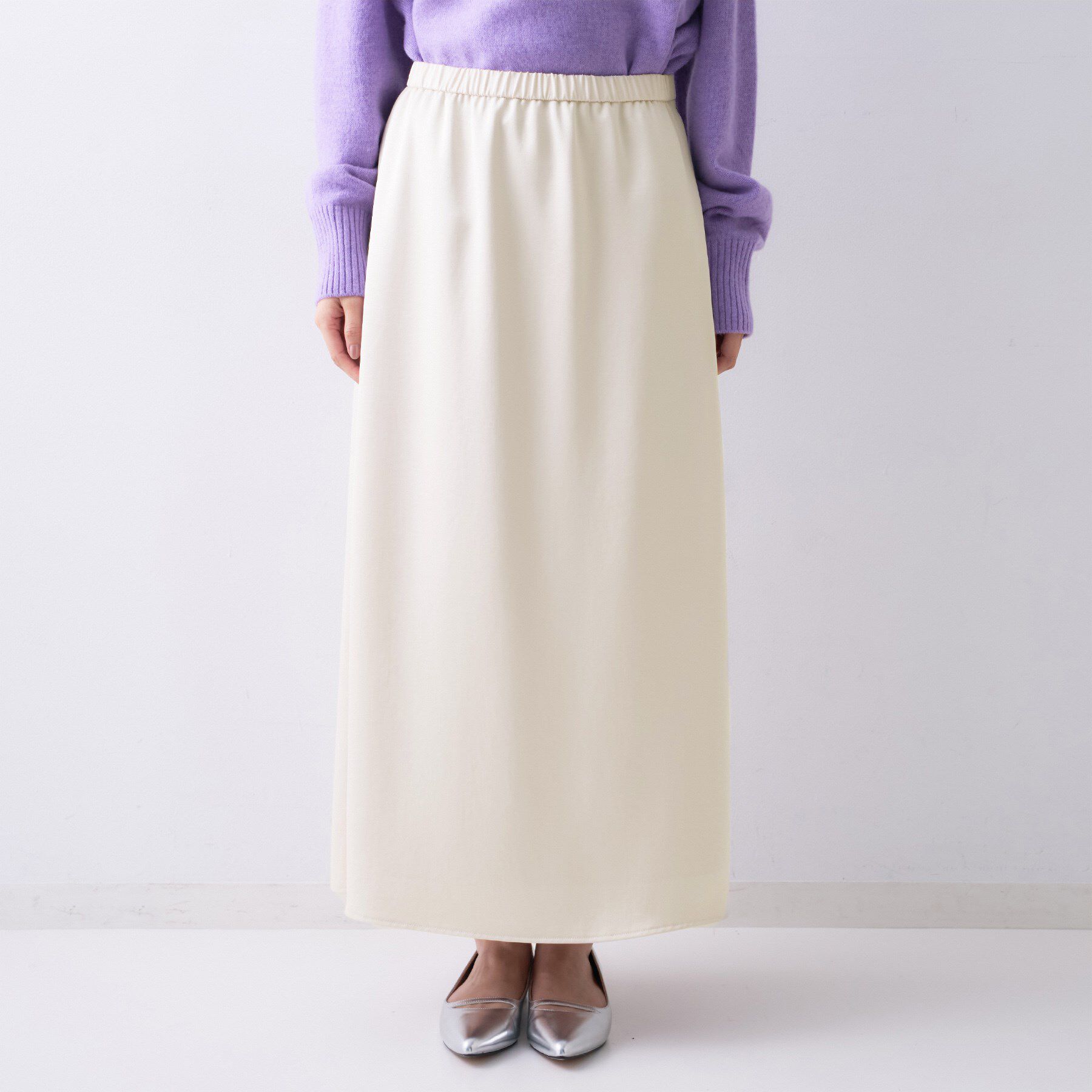 UNTITLED「【ウエストゴム/洗える】サテンナロースカート」|スカート|