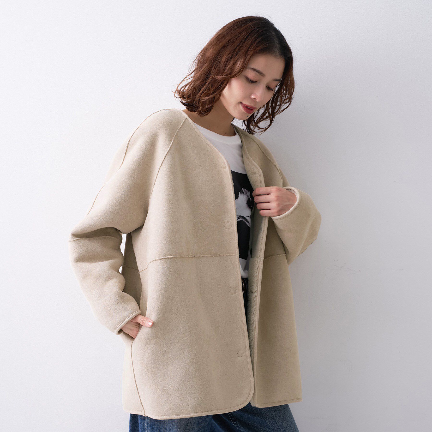 UNTITLED「【Munich】リバーシブルコート」|ノーカラーコート|