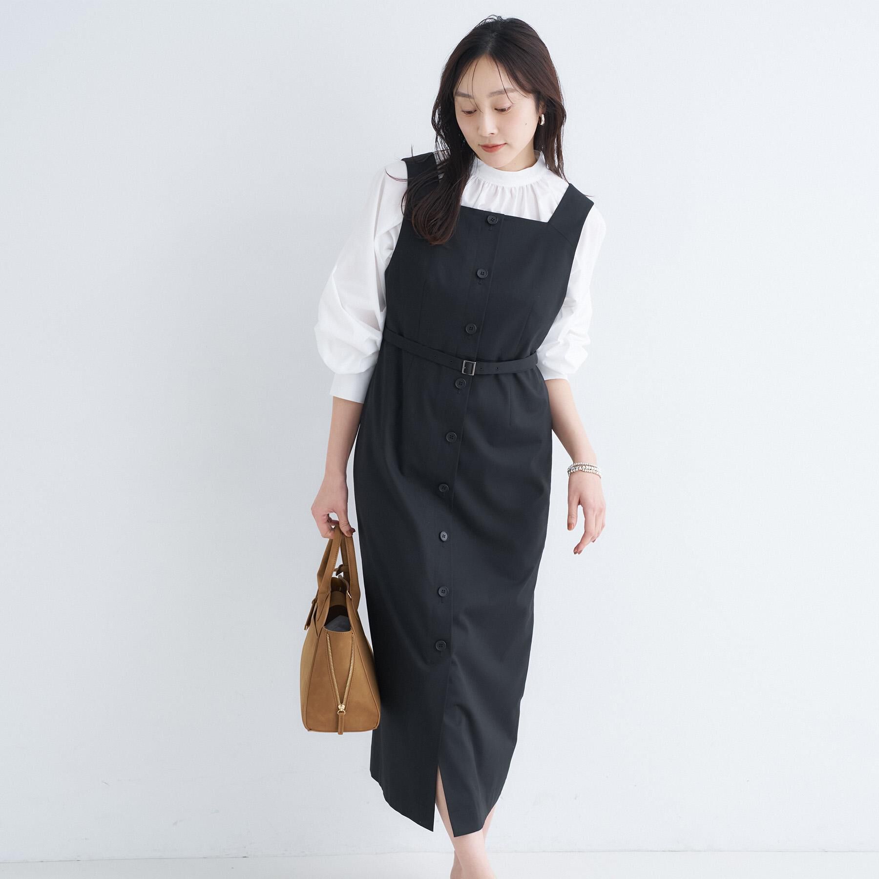 UNTITLED「スクエアネックジャンパースカート」|ワンピース|