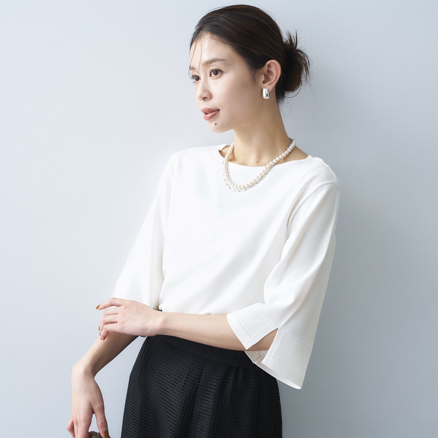 UNTITLED「袖スリットニットプルオーバー」|ニット・セーター|