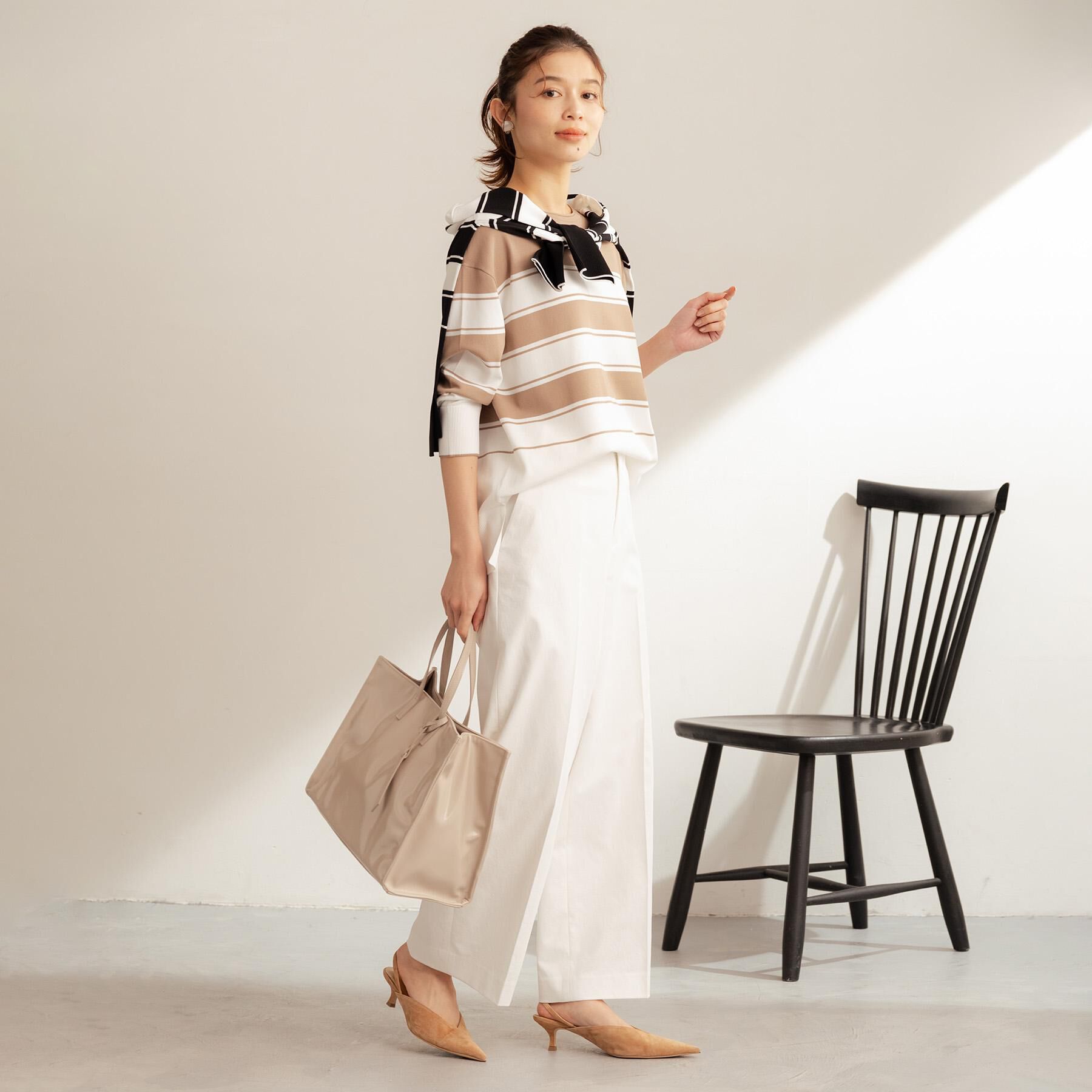 UNTITLED「ボーダーボートネックニット」|ニット・セーター|