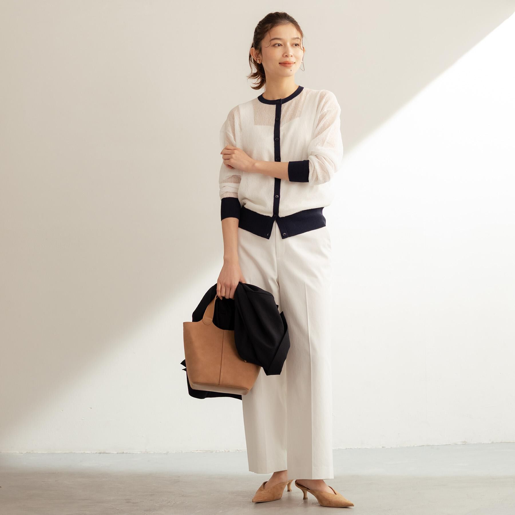 UNTITLED「シアーニットカーディガン」|カーディガン|