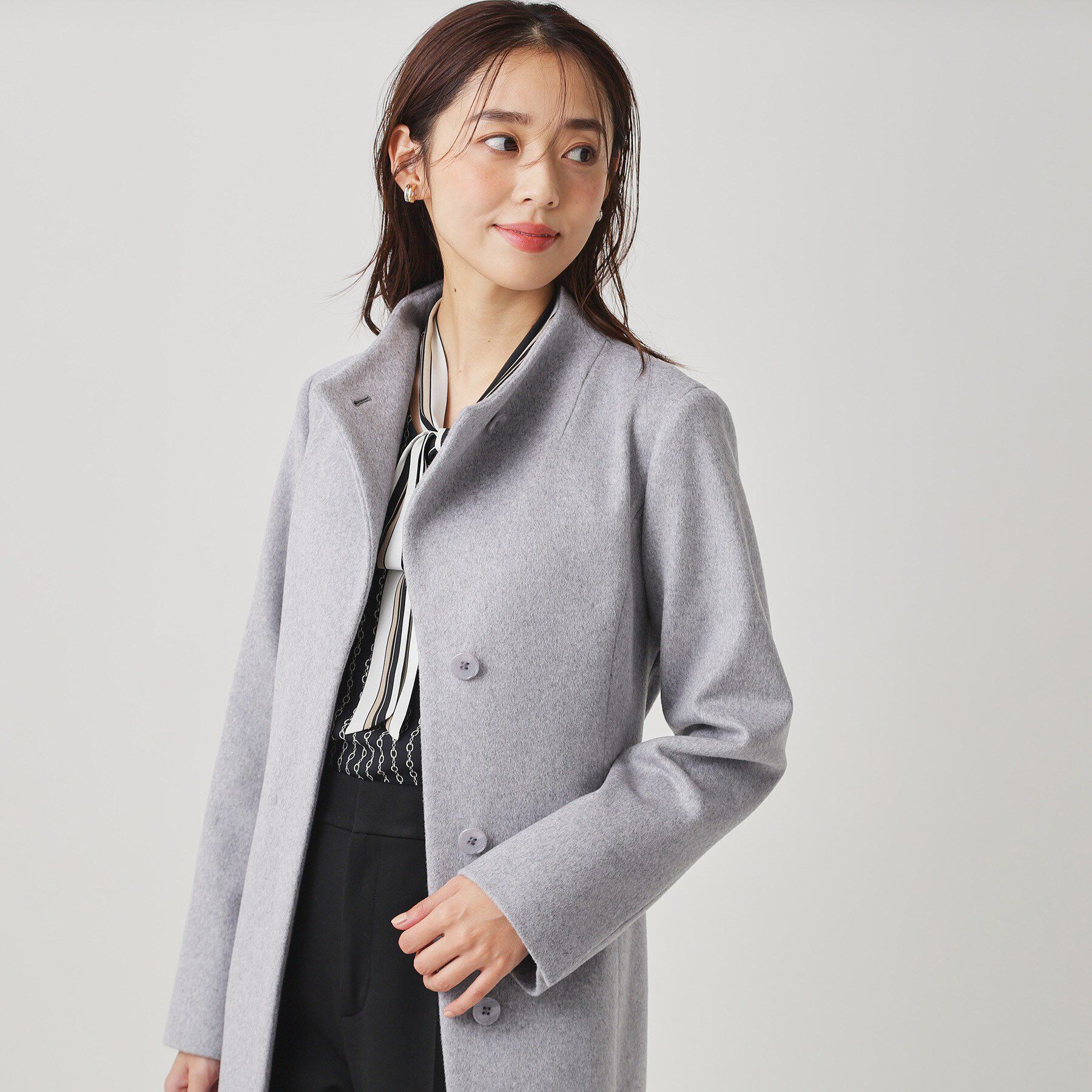 COUP DE CHANCE「【カシミヤ混／日本製】Iラインスタンドウィングカラーコート」|その他|