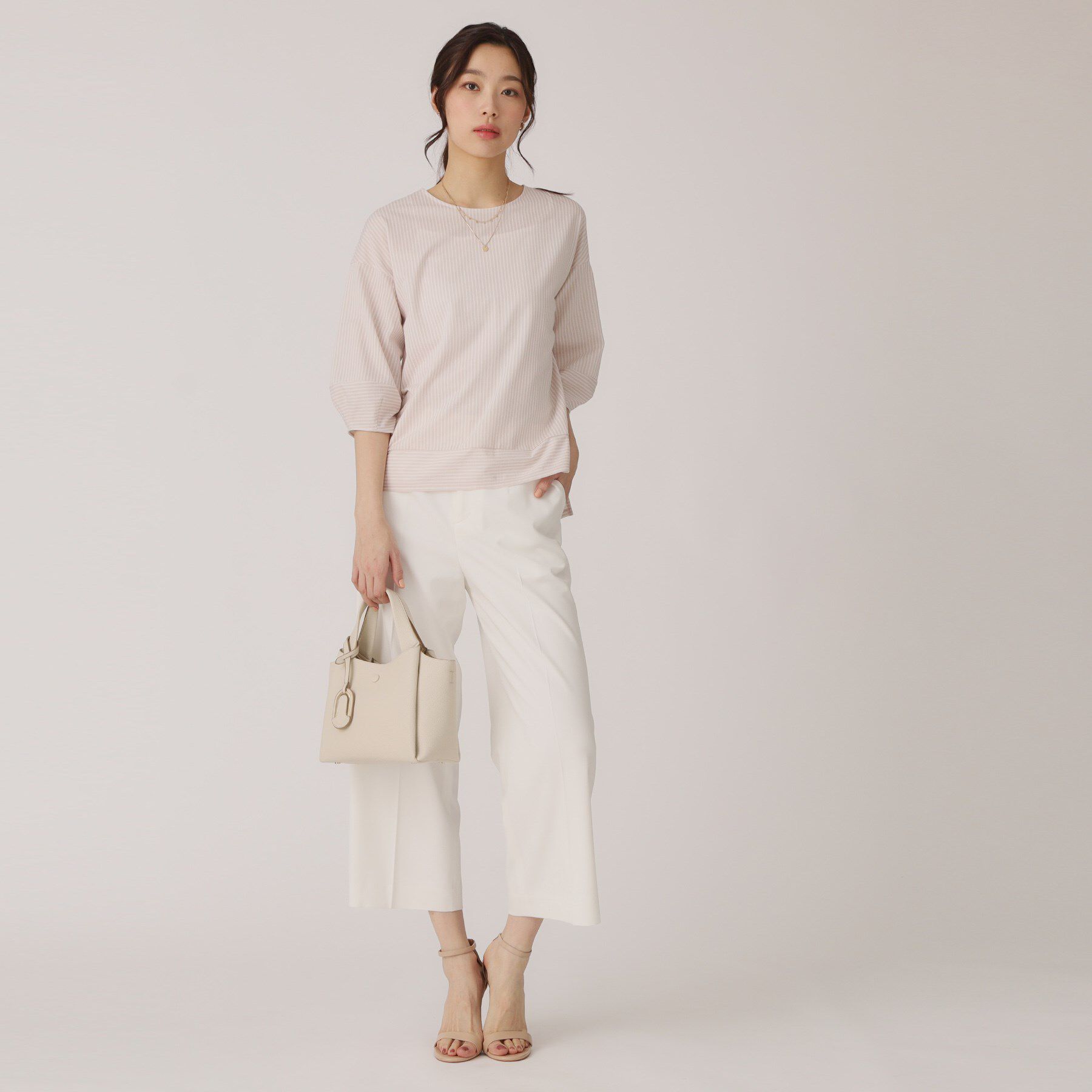 COUP DE CHANCE「【洗える／日本製／】ストライプ柄ジャージのトップス」|Tシャツ・カットソー|