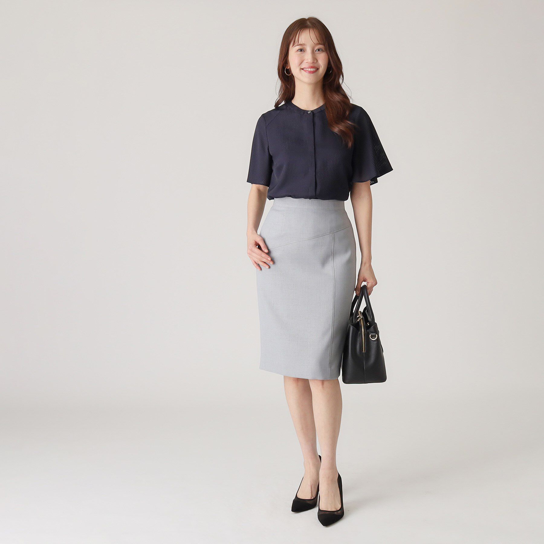 COUP DE CHANCE「【洗える／ストライプ柄】フレア袖ブラウス」|シャツ・ブラウス|