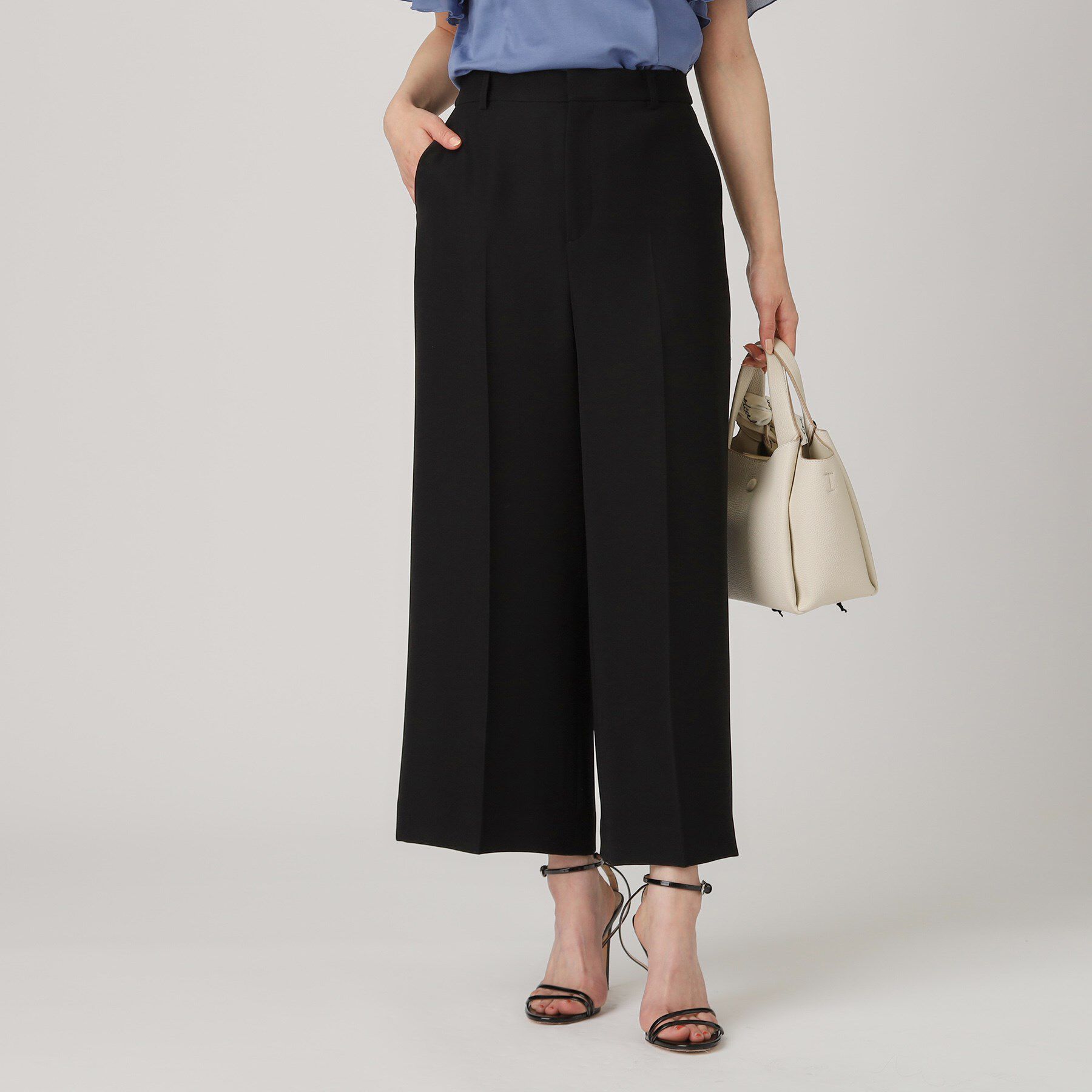 COUP DE CHANCE「【洗える／日本製】センタープレス入ワイドパンツ」|その他|ブラック(019)