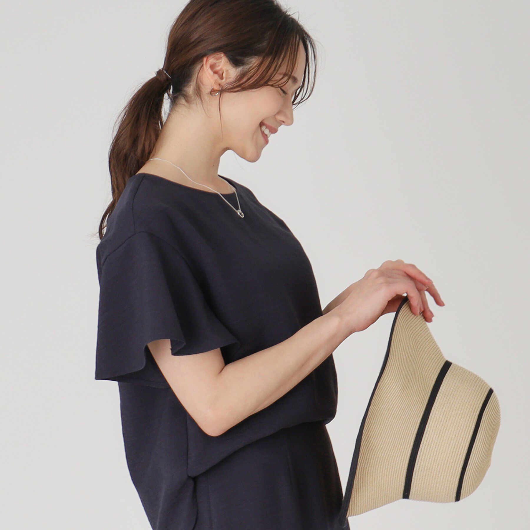 COUP DE CHANCE「【洗える】フレアー袖ブラウス」|シャツ・ブラウス|ネイビー(094)