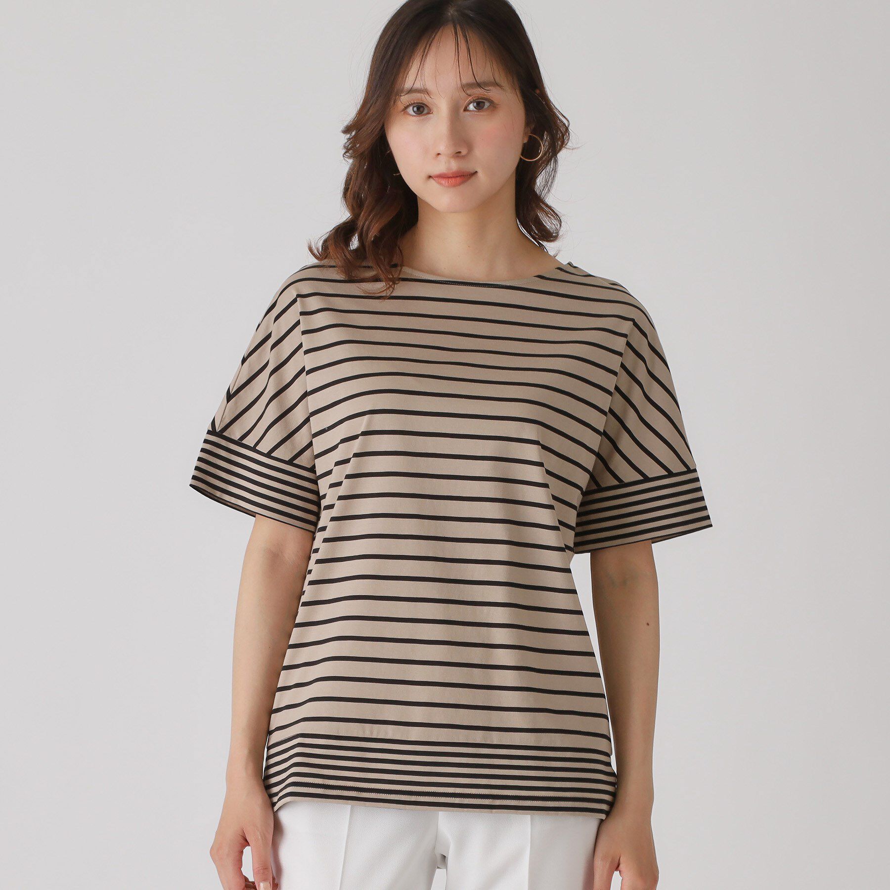 COUP DE CHANCE「【洗える／日本製】ボーダー切替デザイントップス」|Tシャツ・カットソー|