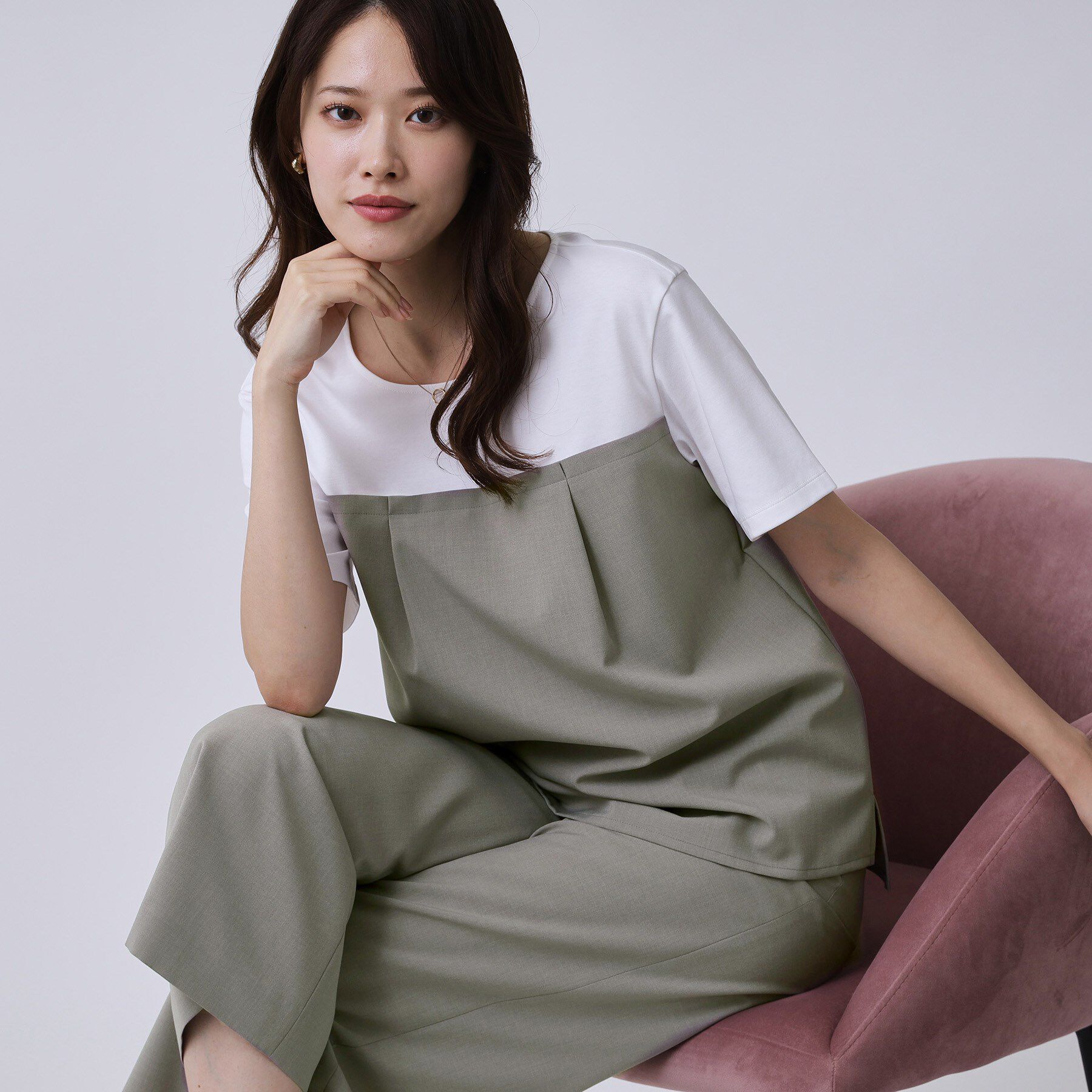 COUP DE CHANCE「【手洗い可／セットアップ可】レイヤード風カットソー」|Tシャツ・カットソー|グレー(012)