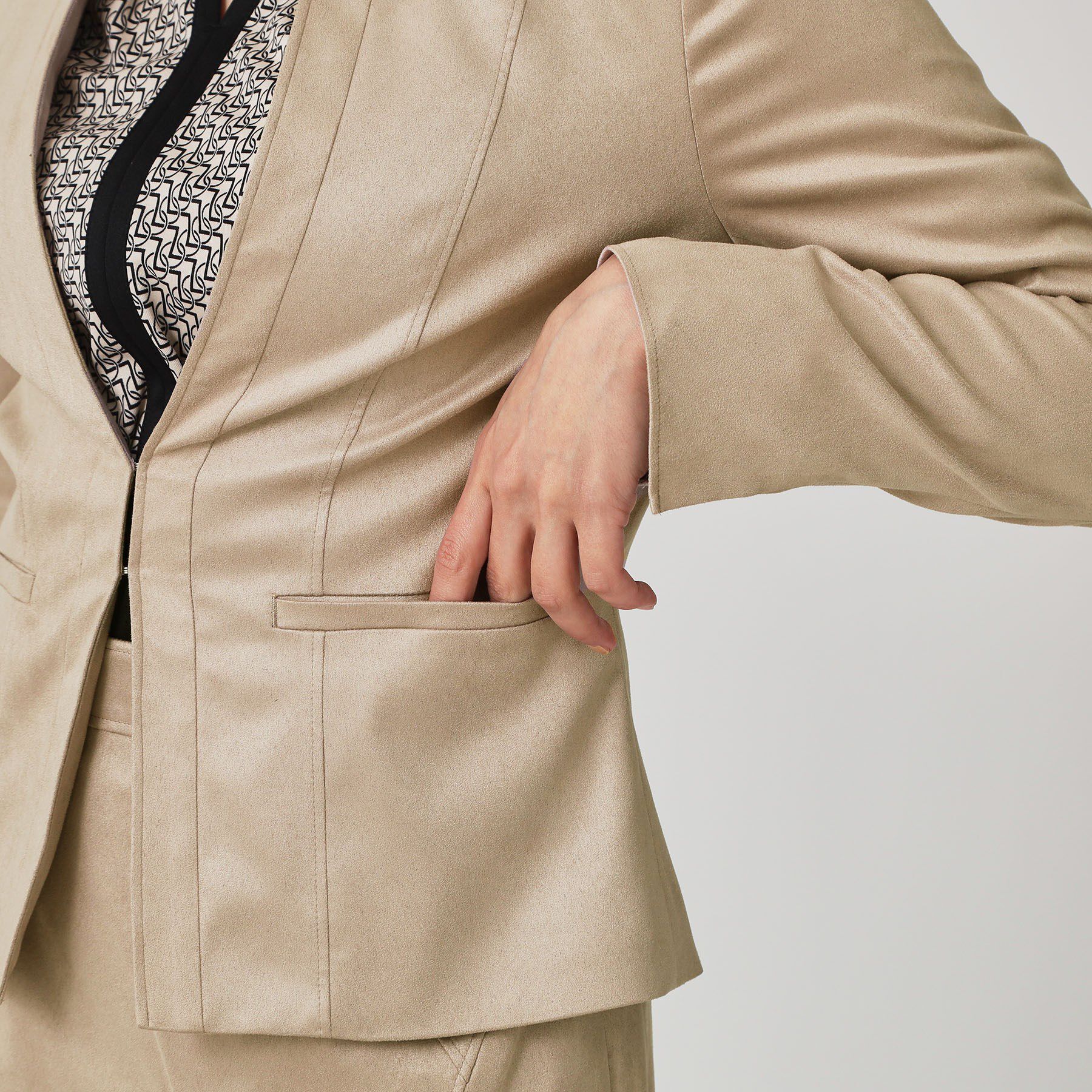 COUP DE CHANCE「【手洗い可／日本製】スェード調ノーカラージャケット」|ノーカラージャケット|