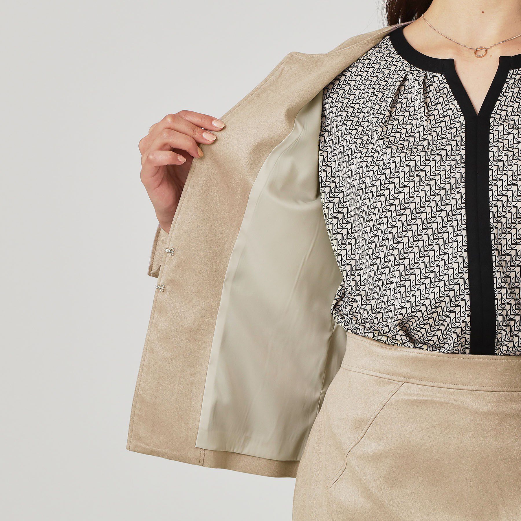 COUP DE CHANCE「【手洗い可／日本製】スェード調ノーカラージャケット」|ノーカラージャケット|