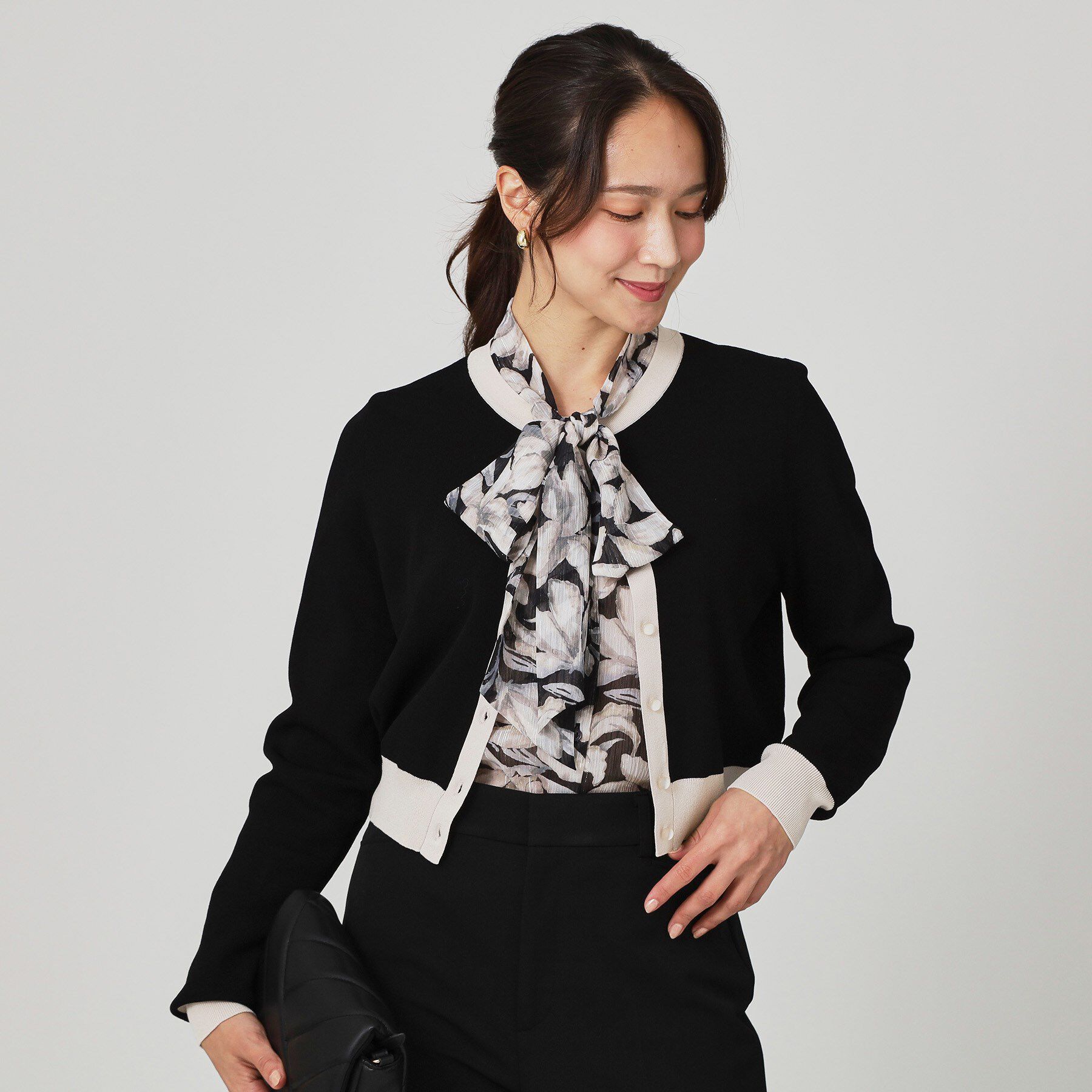 COUP DE CHANCE「【手洗い可】幾何柄風ジャカードカーディガン」|カーディガン|