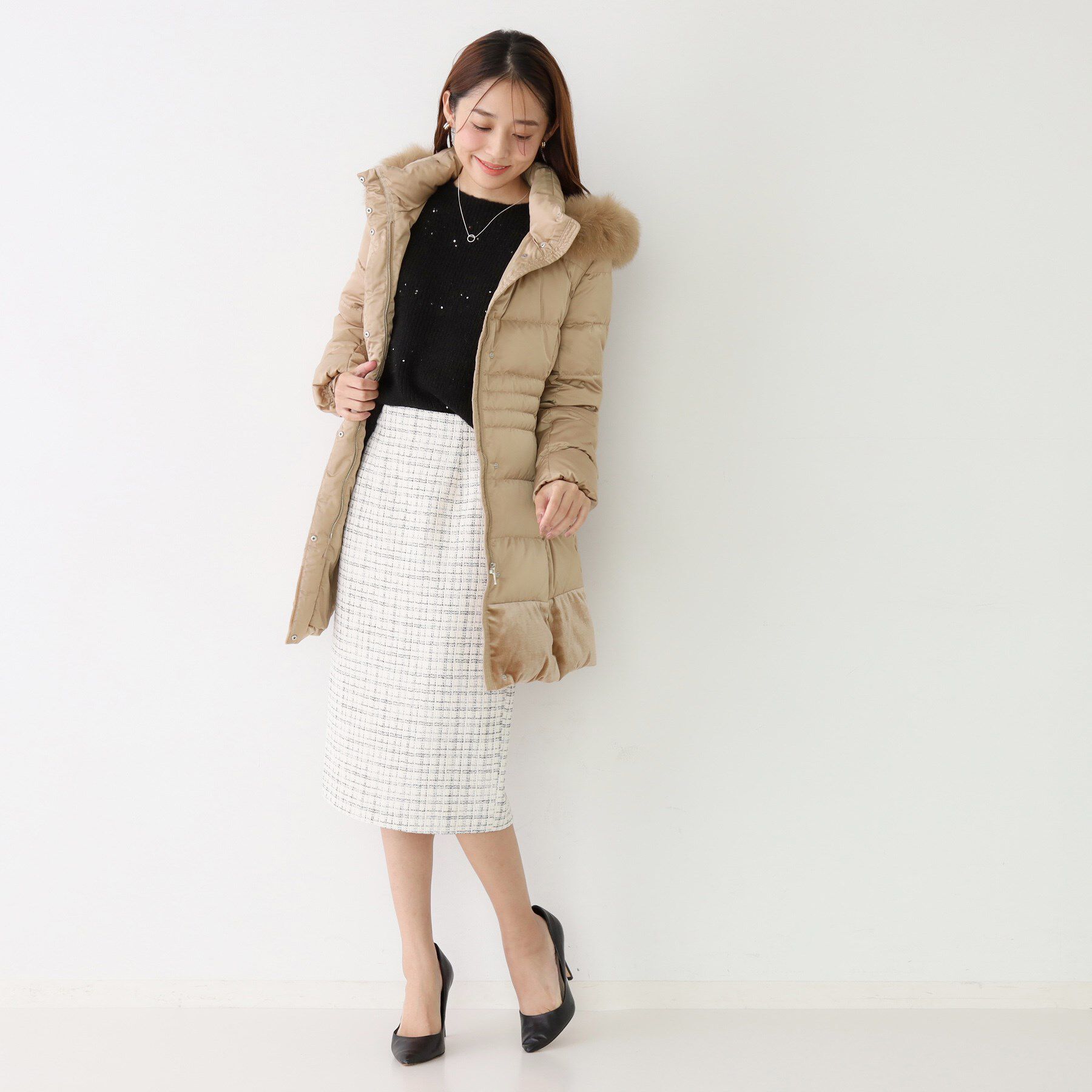 COUP DE CHANCE「【ミディ丈】ベルト付ダウンコート」|ダウン|