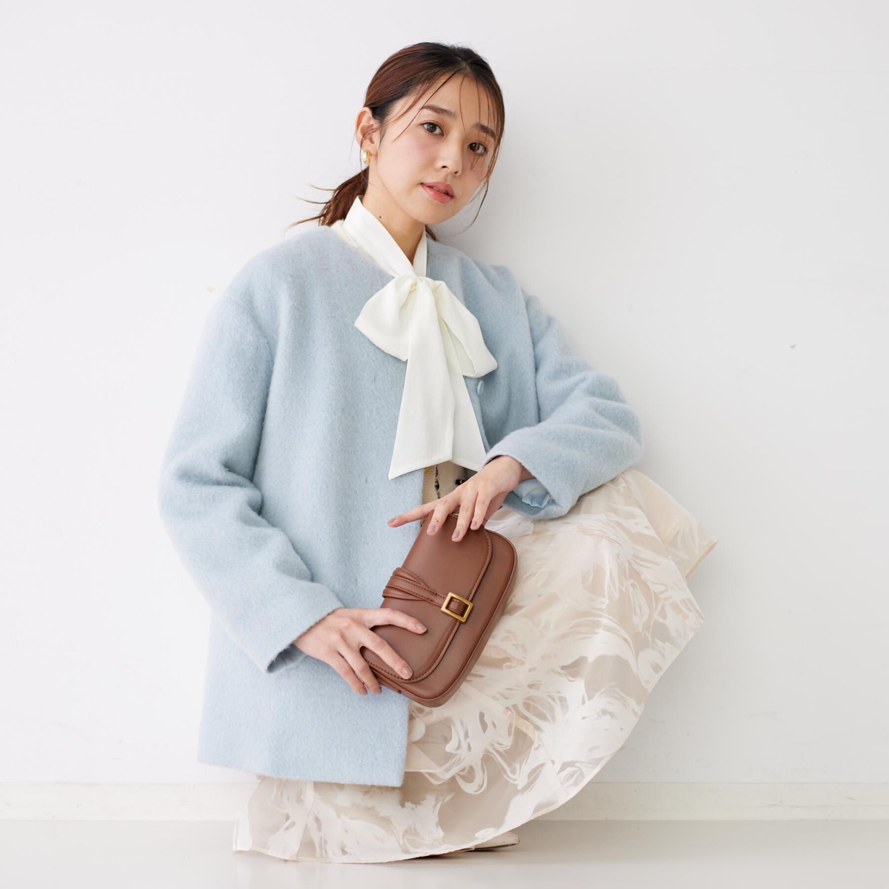 COUP DE CHANCE「【日本製／モヘヤ混／ヒップ丈】ノーカラーコート」|ノーカラーコート|