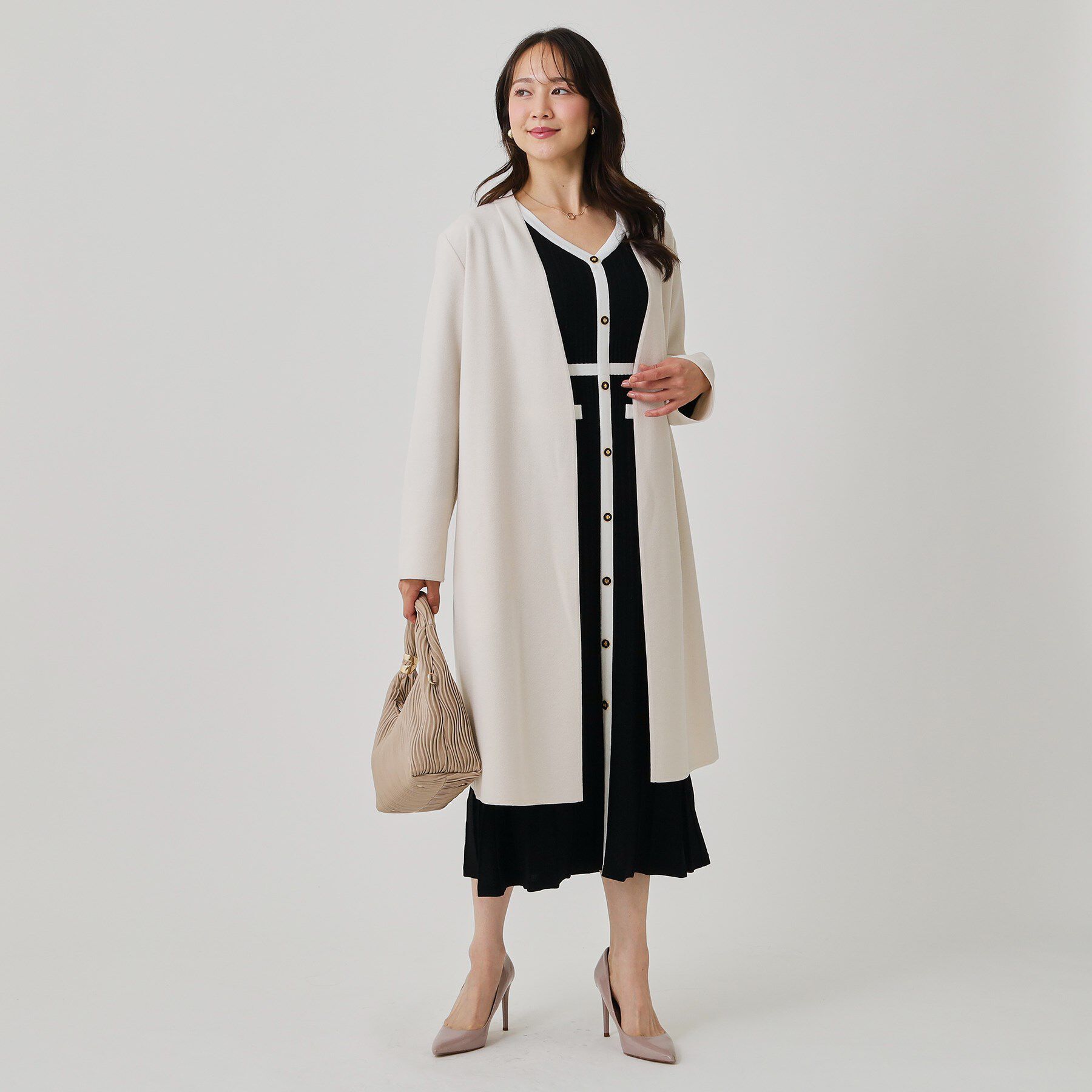 COUP DE CHANCE「【日本製／軽量】Iラインシルエットのコーディガン」|ノーカラーコート|