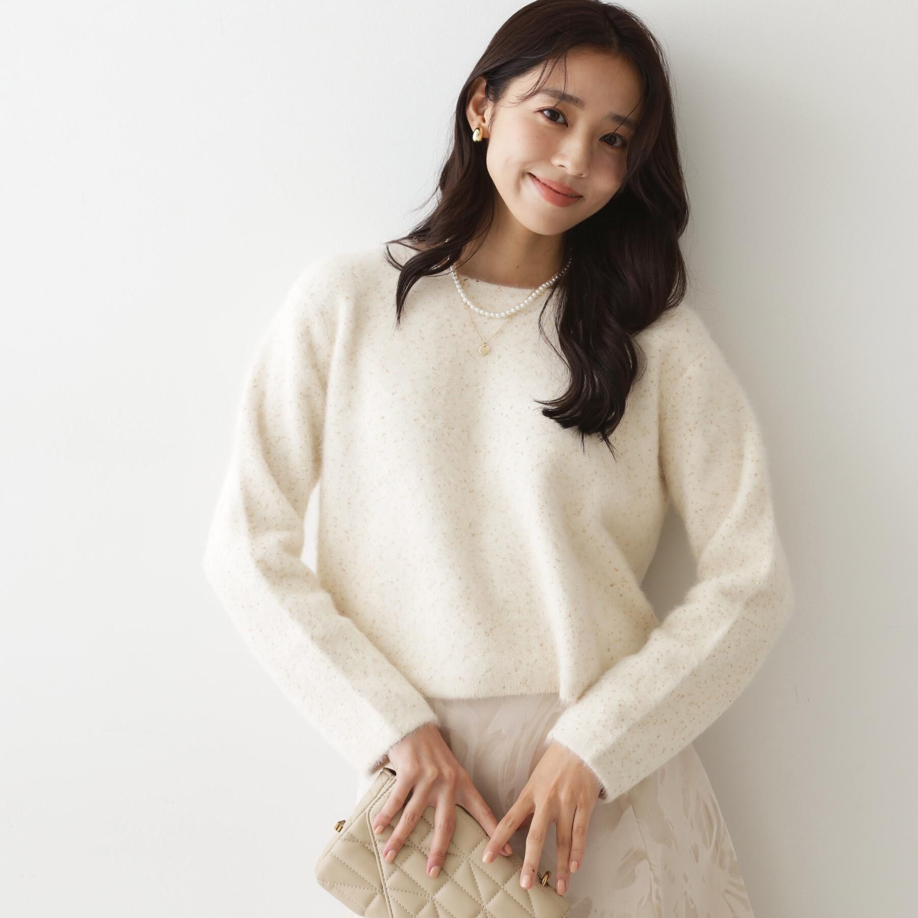 COUP DE CHANCE「【フォックス混／軽い着心地】ショート丈ニットトップス」|ニット・セーター|