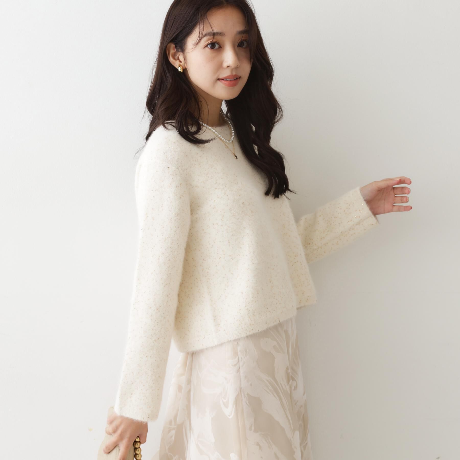 COUP DE CHANCE「【フォックス混／軽い着心地】ショート丈ニットトップス」|ニット・セーター|