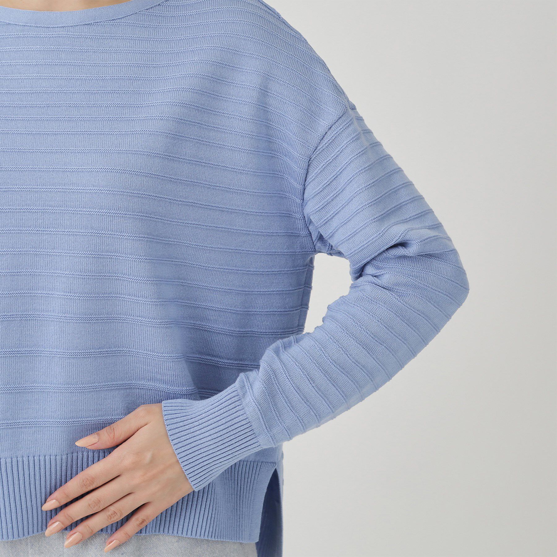 COUP DE CHANCE「【手洗い可／日本製】地柄ボーダーのニットトップス」|ニット・セーター|