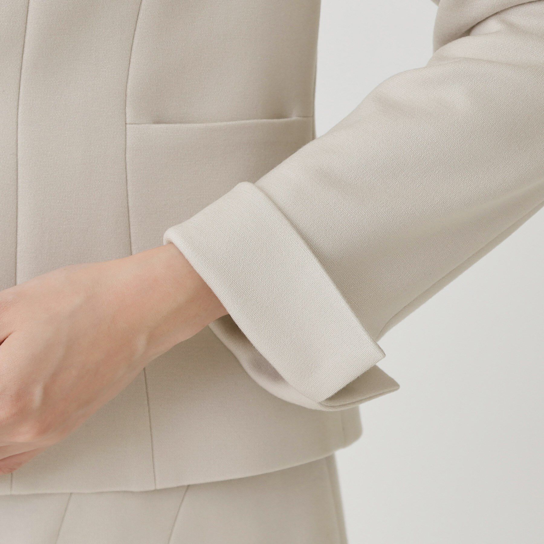 COUP DE CHANCE「【日本製／セットアップ可】ジャージ素材のカラーレスジャケット」|ノーカラージャケット|