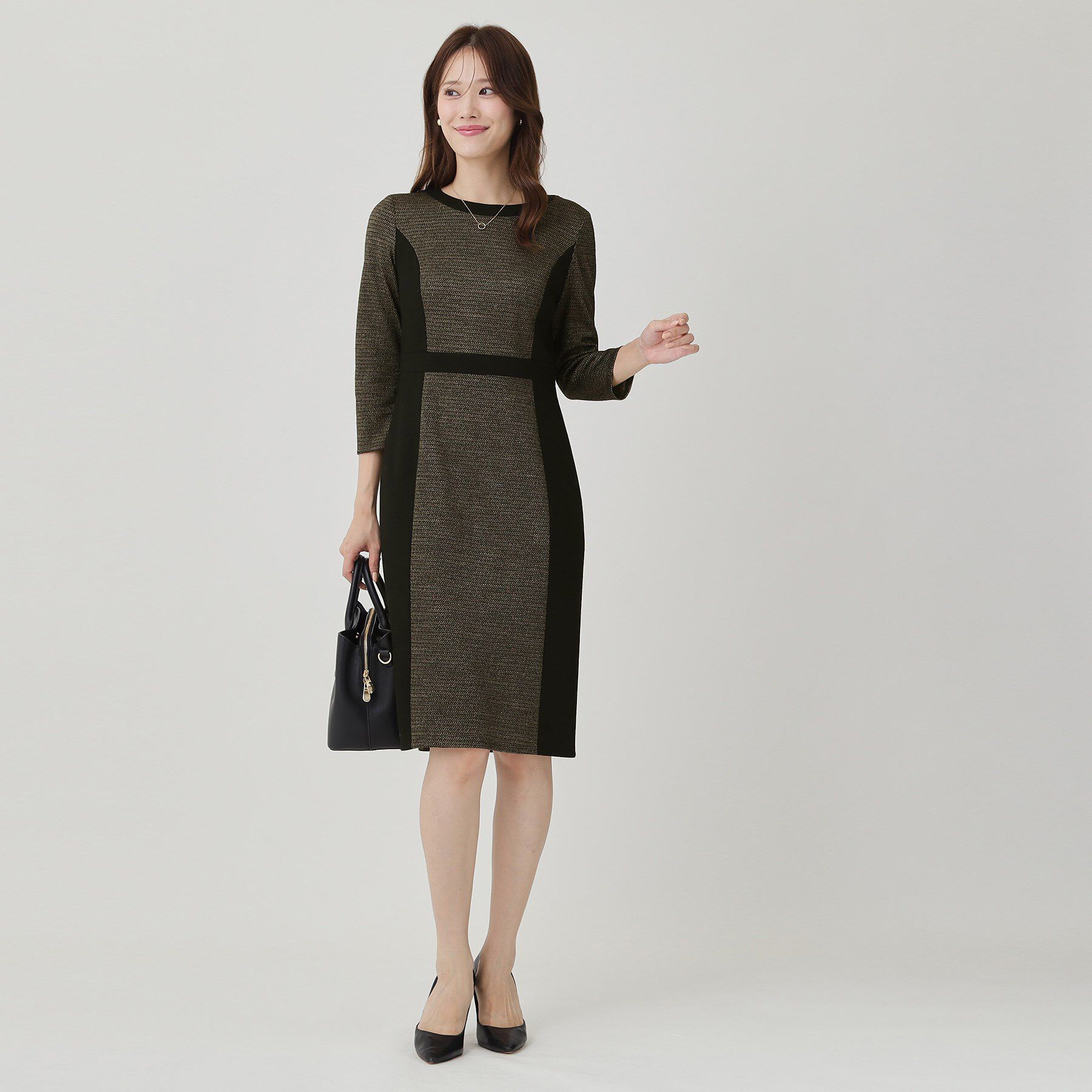 COUP DE CHANCE「【日本製／ラメ混】ジャージ素材タイトシルエットワンピース」|ワンピース|