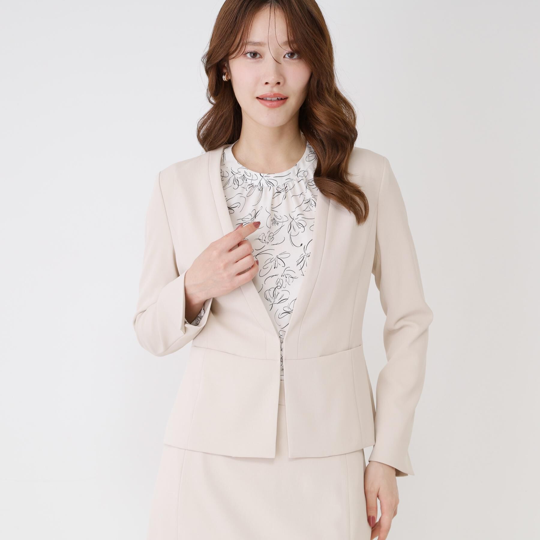 COUP DE CHANCE「【手洗い可／日本製／伸縮性／スーツ可】カラーレスジャケット」|ノーカラージャケット|