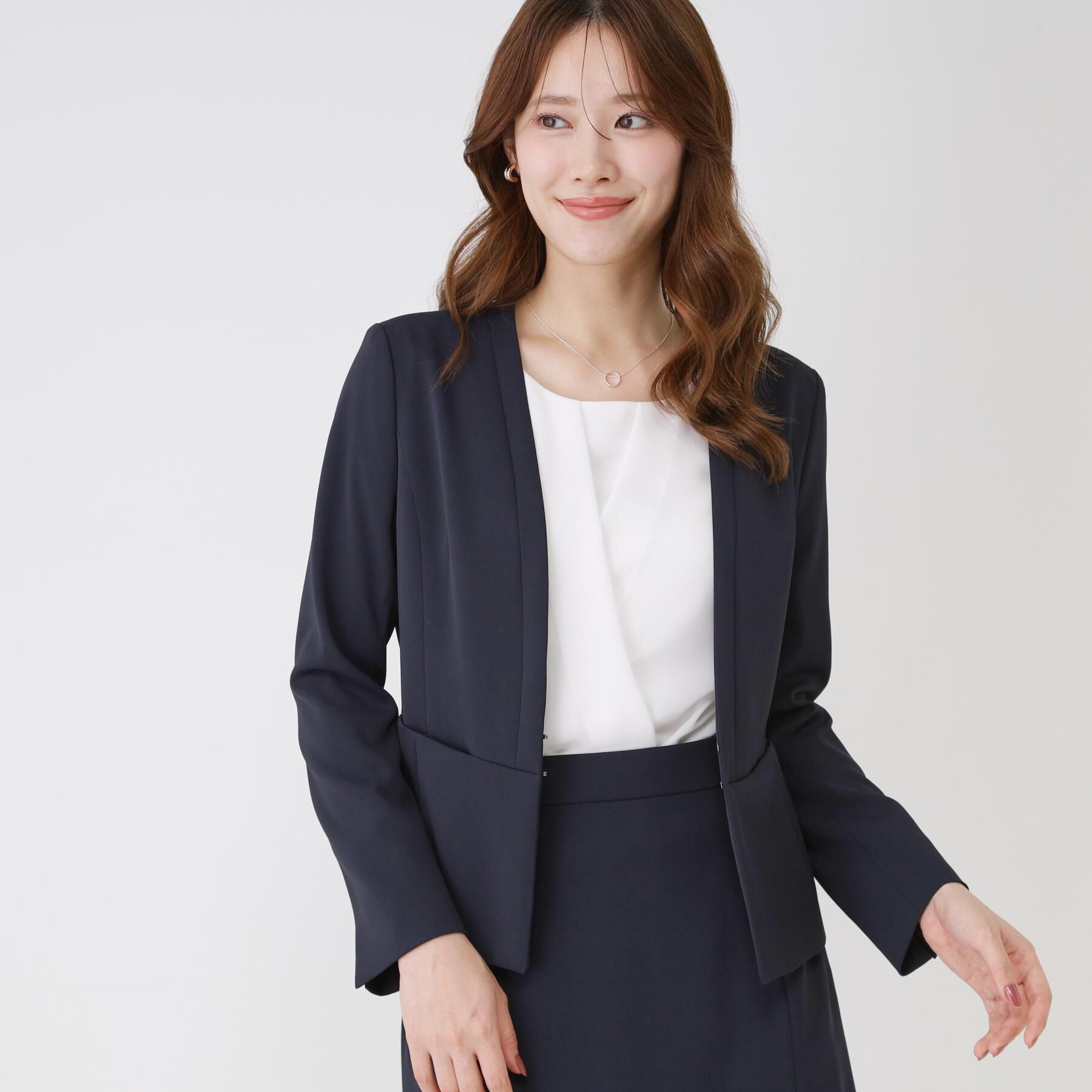 COUP DE CHANCE「【手洗い可／日本製／伸縮性／スーツ可】カラーレスジャケット」|ノーカラージャケット|