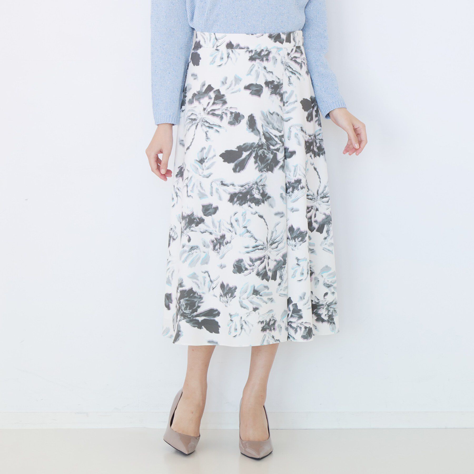 COUP DE CHANCE「【手洗い可／日本製／ウエスト後ろゴム】フラワー柄フレアスカート」|スカート|