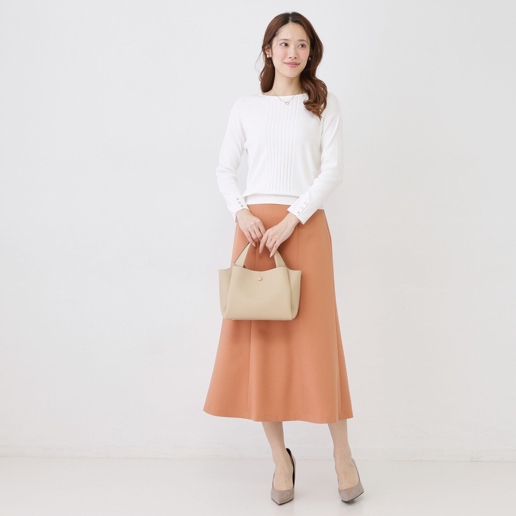 COUP DE CHANCE「【手洗い可／9分袖】リブ風ラインニット」|ニット・セーター|