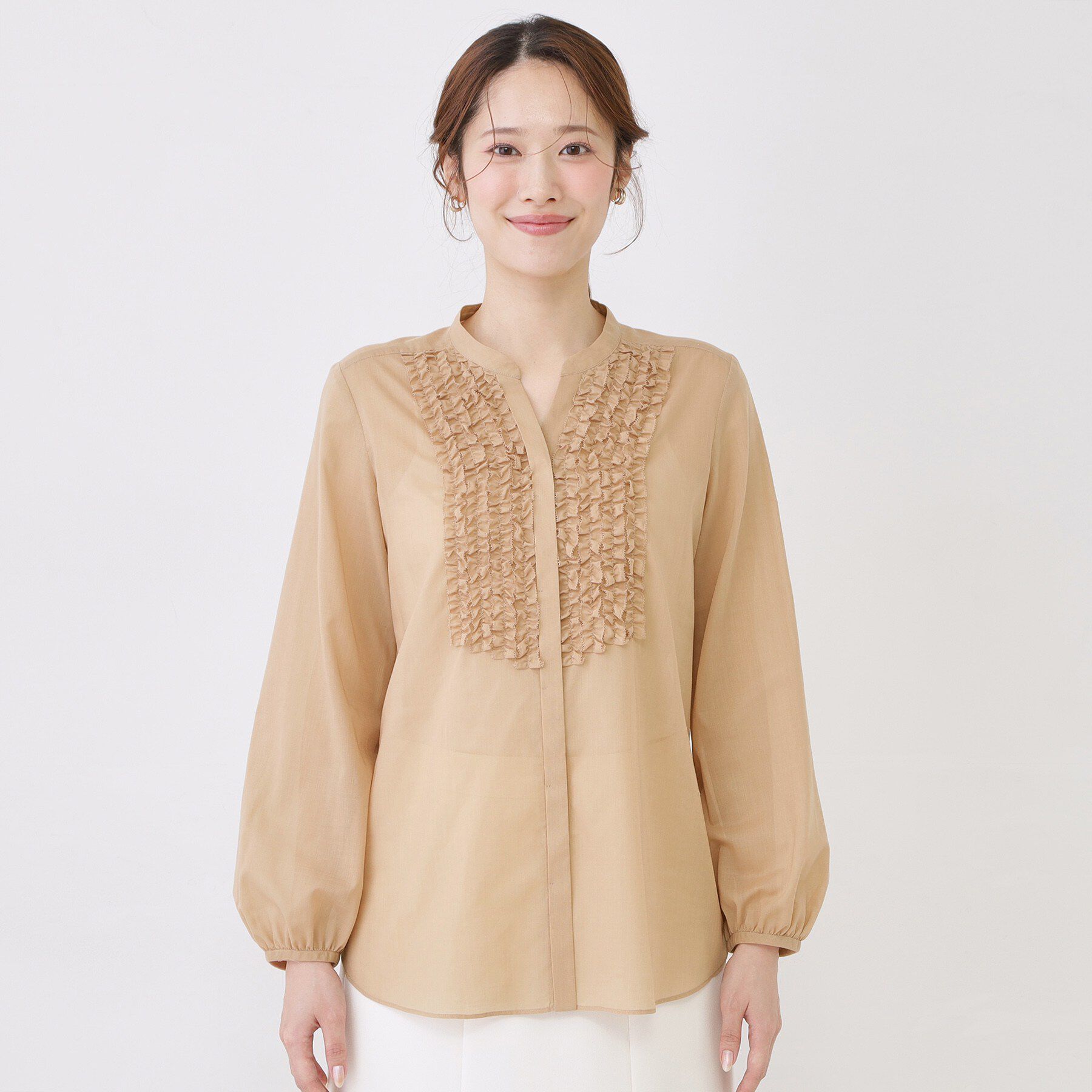 COUP DE CHANCE「【手洗い可/きれいめ】シアーローンフリルブラウス」|シャツ・ブラウス|