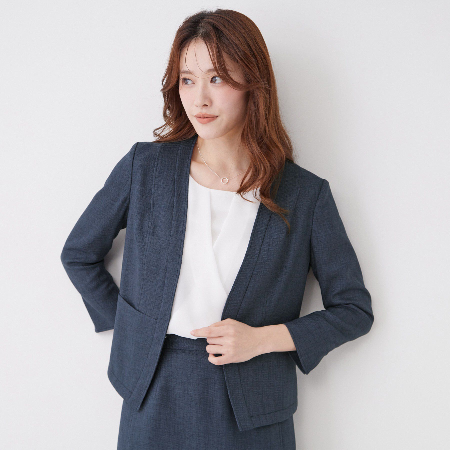 COUP DE CHANCE「【手洗い可／日本製／UVケア】リネンライク カラーレスジャケット」|ノーカラージャケット|