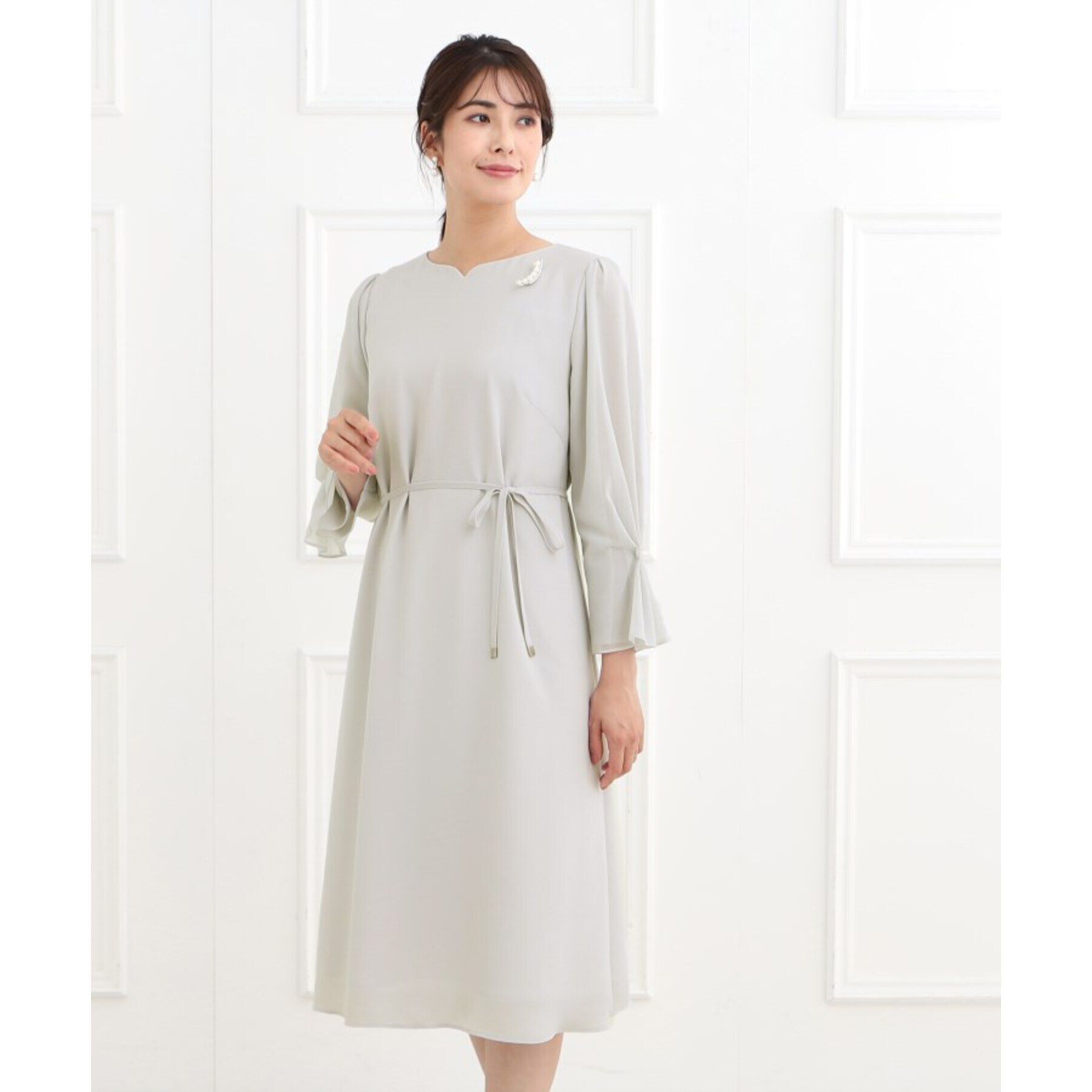 Reflect「【夏SALE／フォーマル/洗える】スリーブデザインジョーゼットワンピース」|ワンピース|