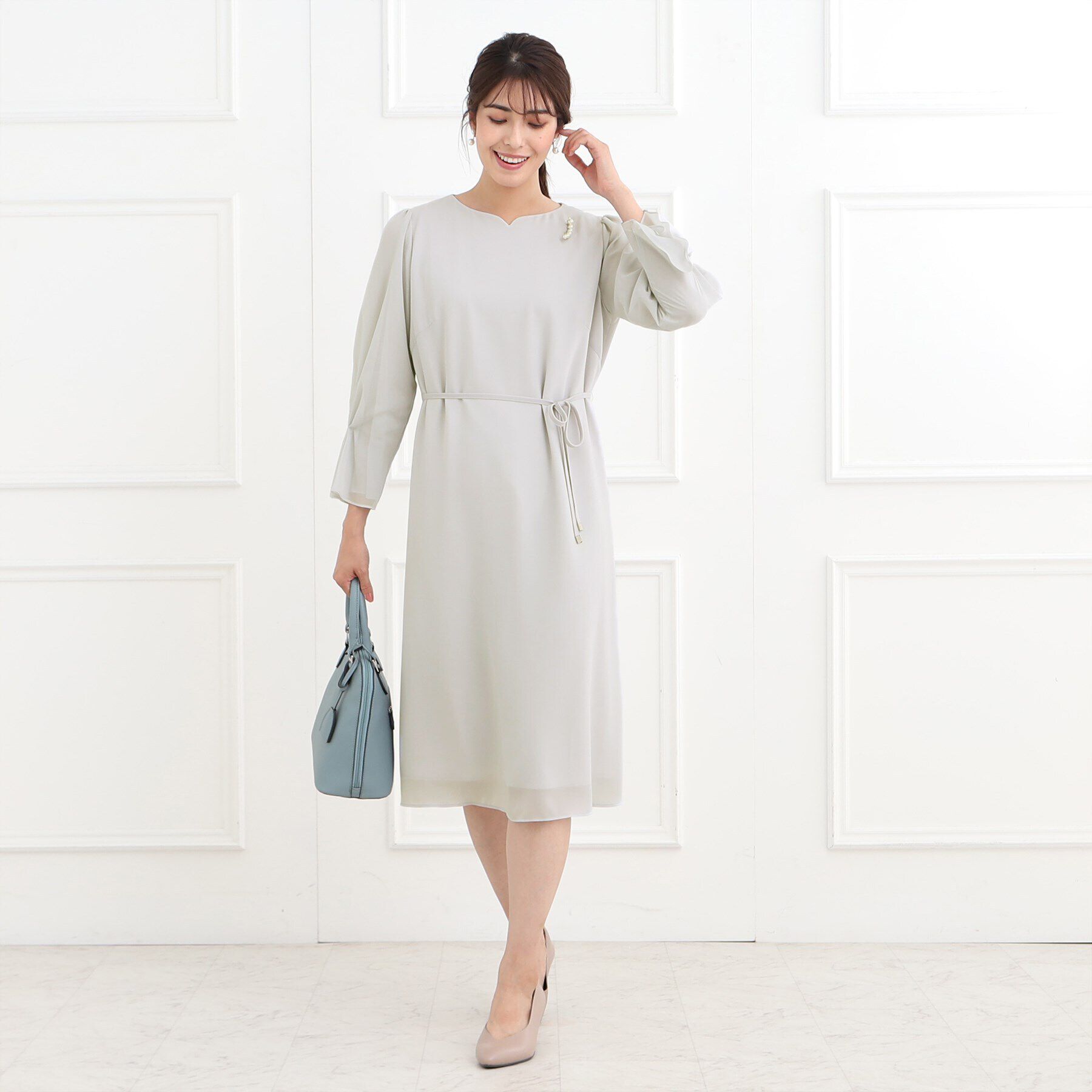 Reflect「【夏SALE／フォーマル/洗える】スリーブデザインジョーゼットワンピース」|ワンピース|