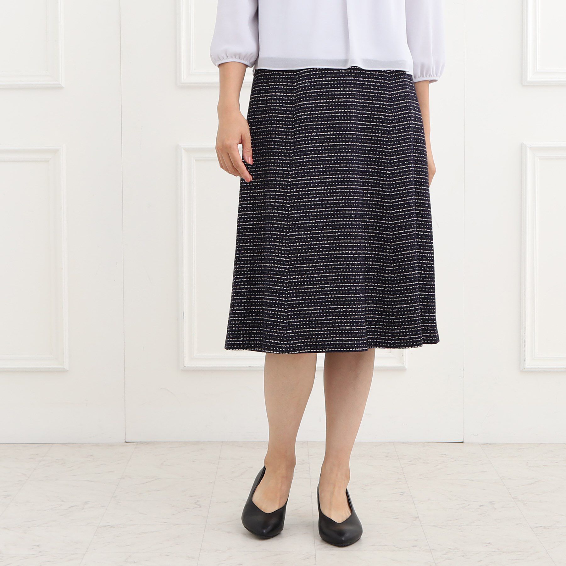 Reflect「【フォーマル/セットアップ可】ツイードスカート」|スカート|ネイビー(394)