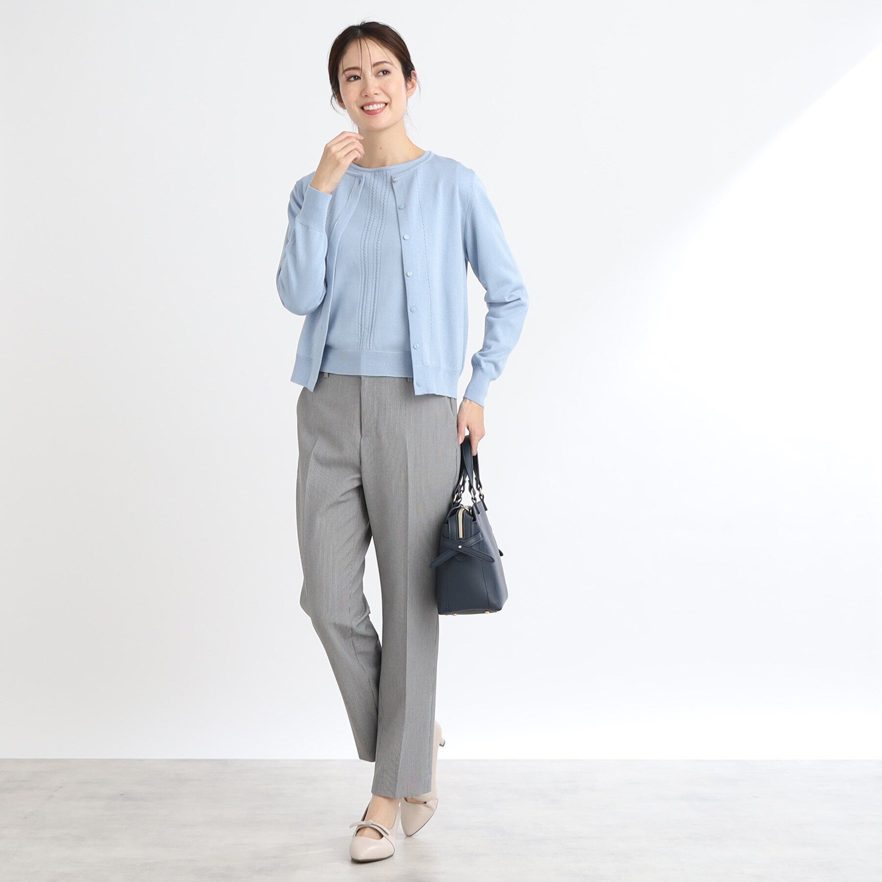 Reflect「【WEB限定カラーあり／アンサンブル可】比翼仕立てニットカーディガン」|カーディガン|