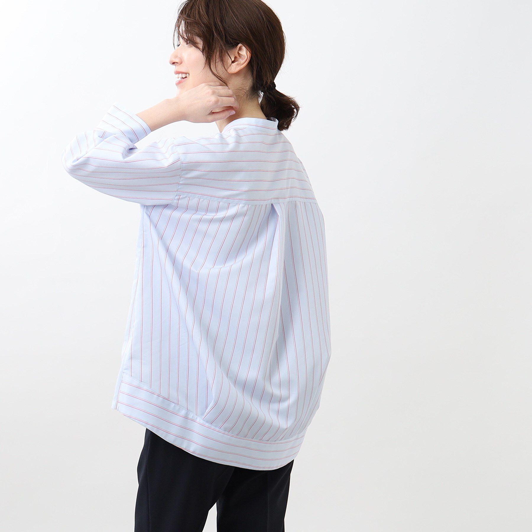 Reflect「【夏SALE／接触冷感／洗える】ストライプコクーンシルエットシャツ」|シャツ・ブラウス|