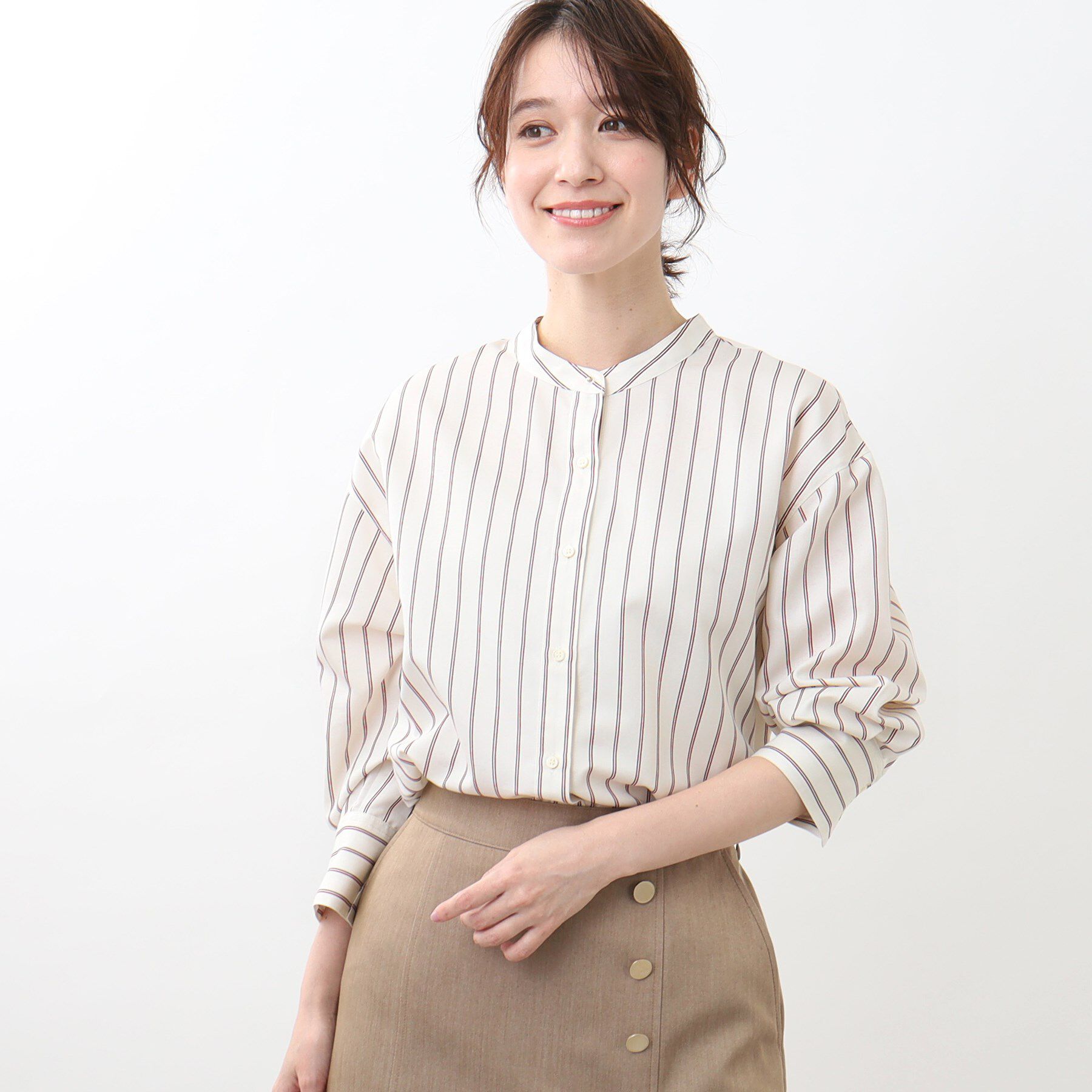 Reflect「【夏SALE／接触冷感／洗える】ストライプコクーンシルエットシャツ」|シャツ・ブラウス|