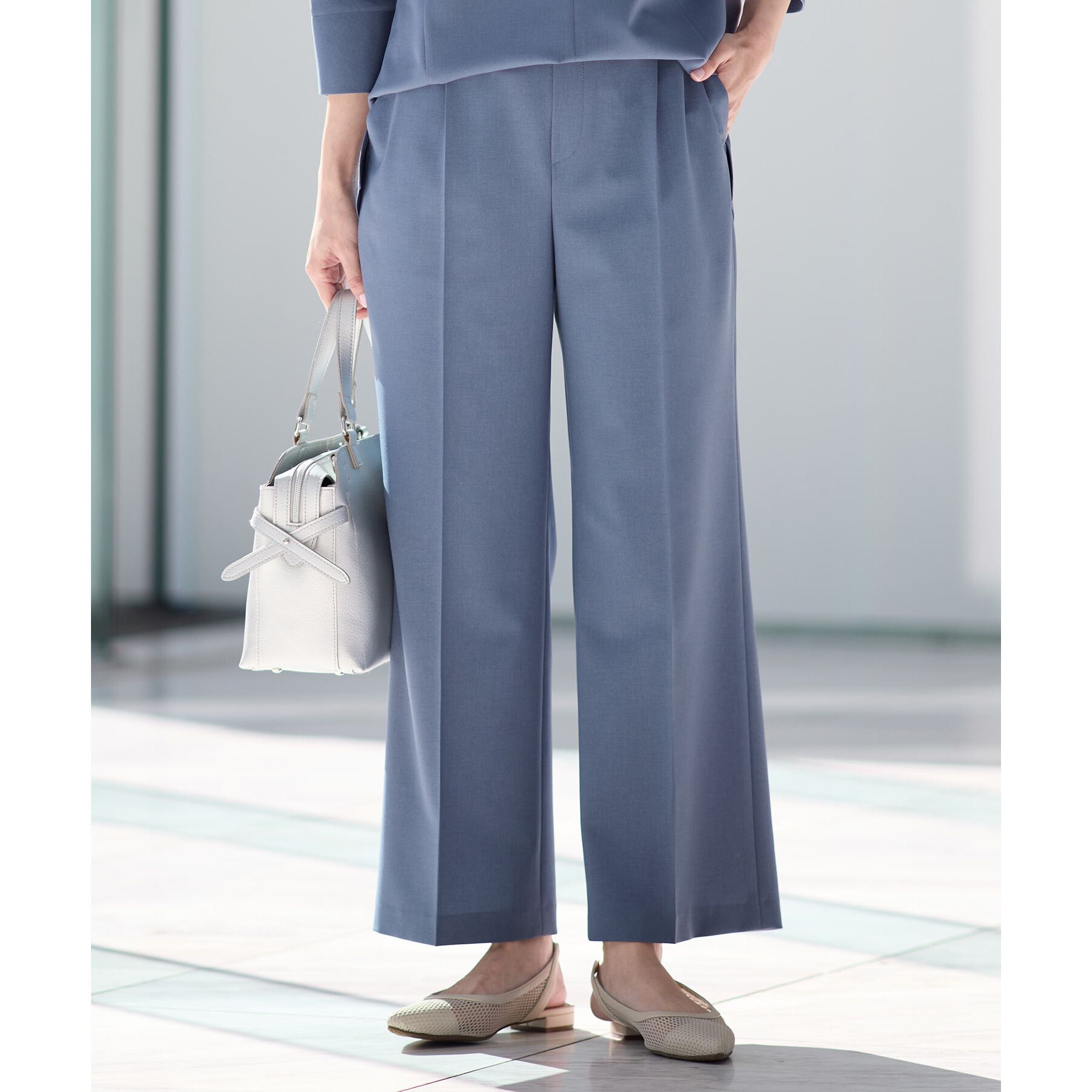 Reflect「【マシンウォッシュ可／セットアップ可能】ストレートシルエットパンツ」|その他|ブルー(093)