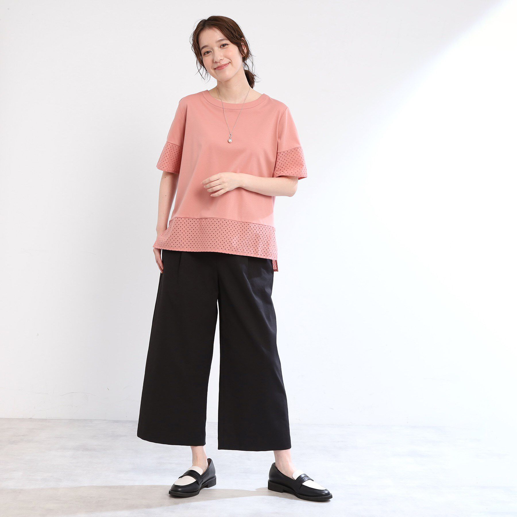 Reflect「【夏SALE／E‐QUALITY／手洗い可】コットンレースドッキングTシャツ」|Tシャツ・カットソー|