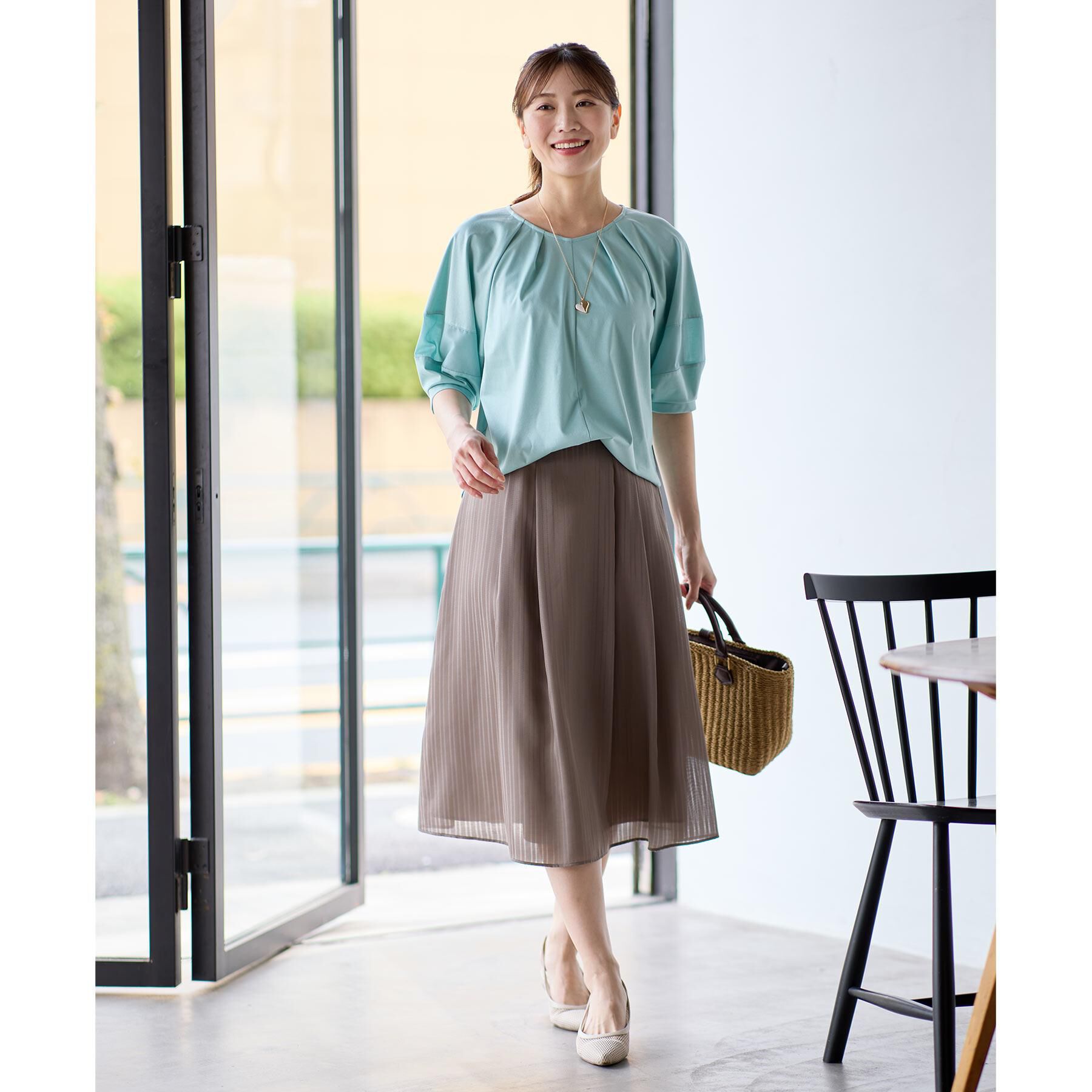 Reflect「【マシンウォッシュ可】キレイめラグランスリーブジャージ」|Tシャツ・カットソー|