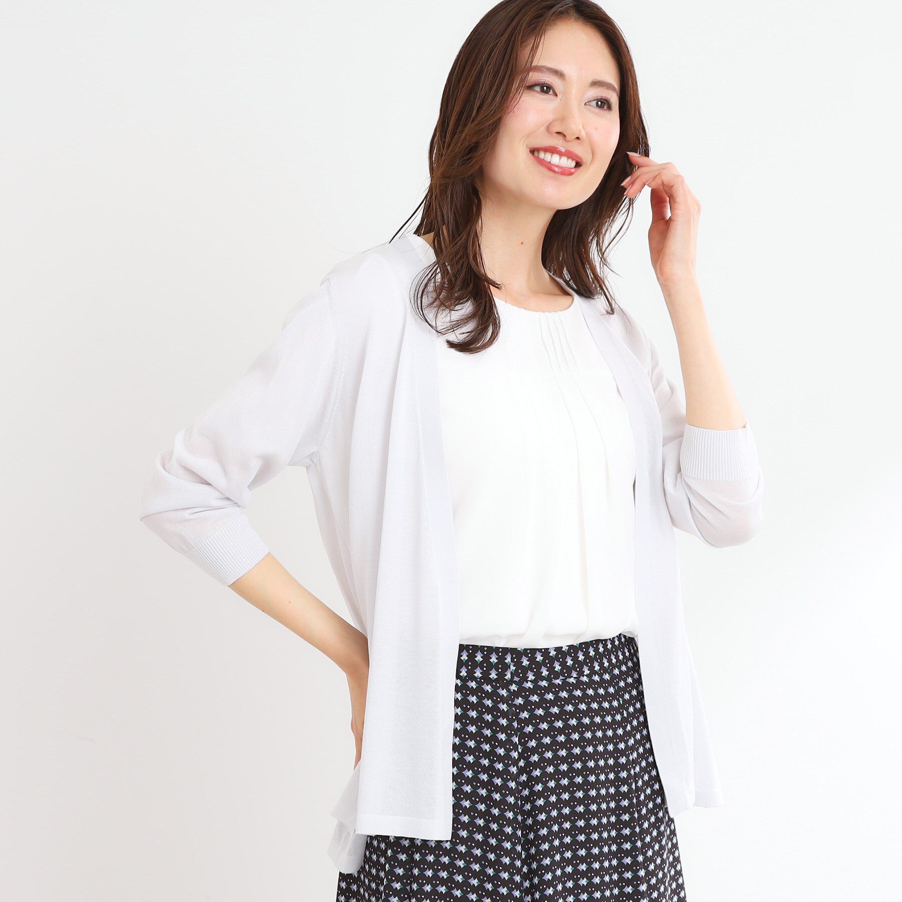 Reflect「【WEB先行カラーあり／手洗い可】涼しげスリットカーディガン」|カーディガン|