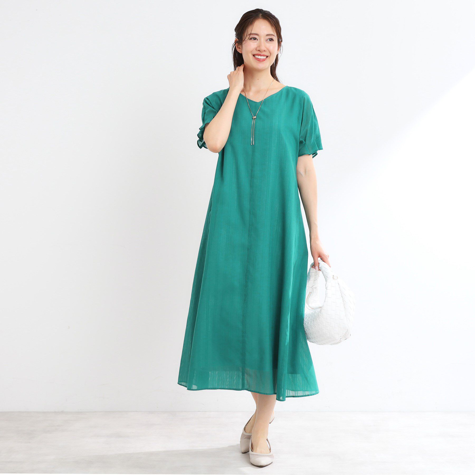 Reflect「【夏SALE／一枚で決まる◎／手洗い可】シアーストライプソフトAラインワンピース」|ワンピース|