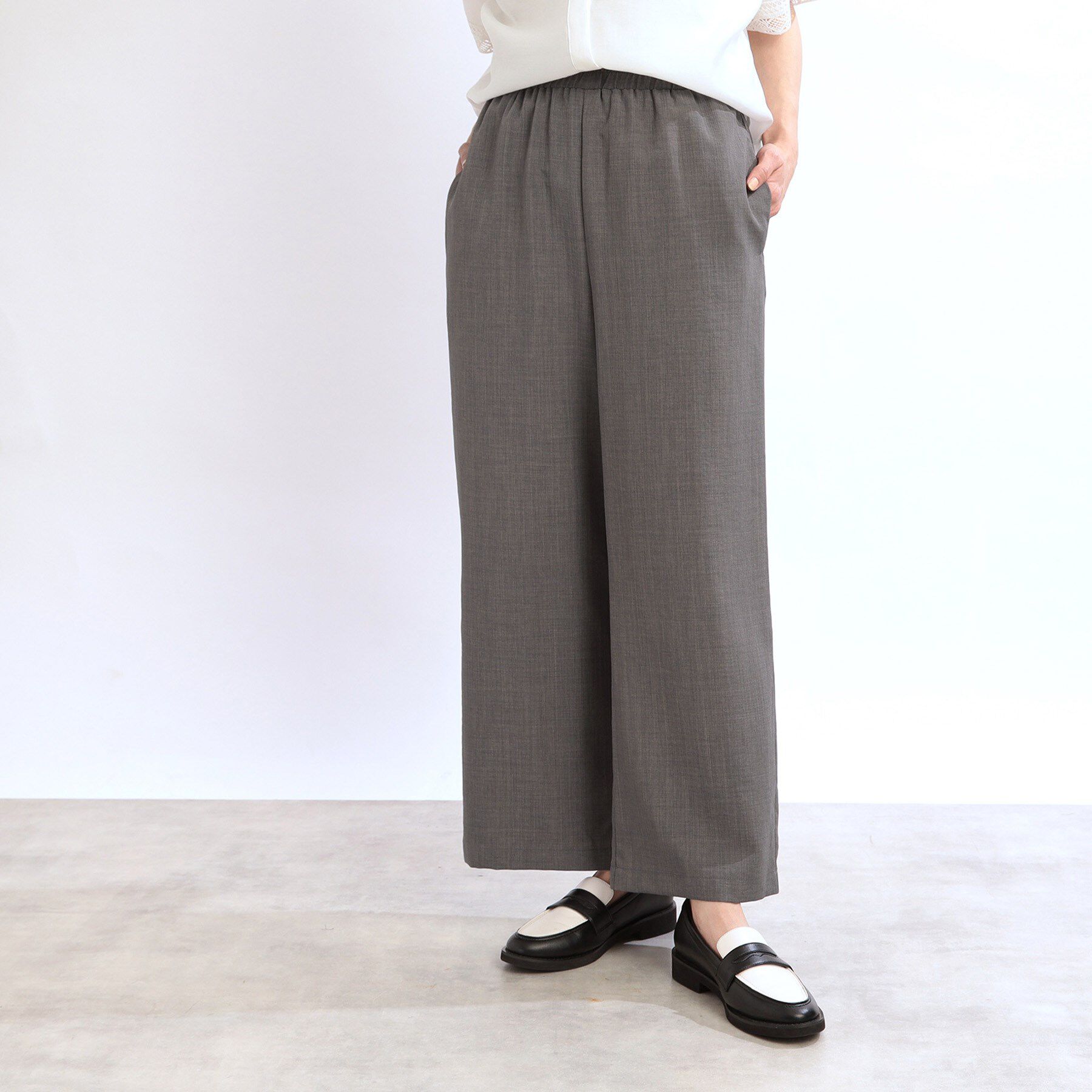 Reflect「【ウエスト総ゴム／脚長効果◎】ドライタッチワイドパンツ」|その他|グレー(012)