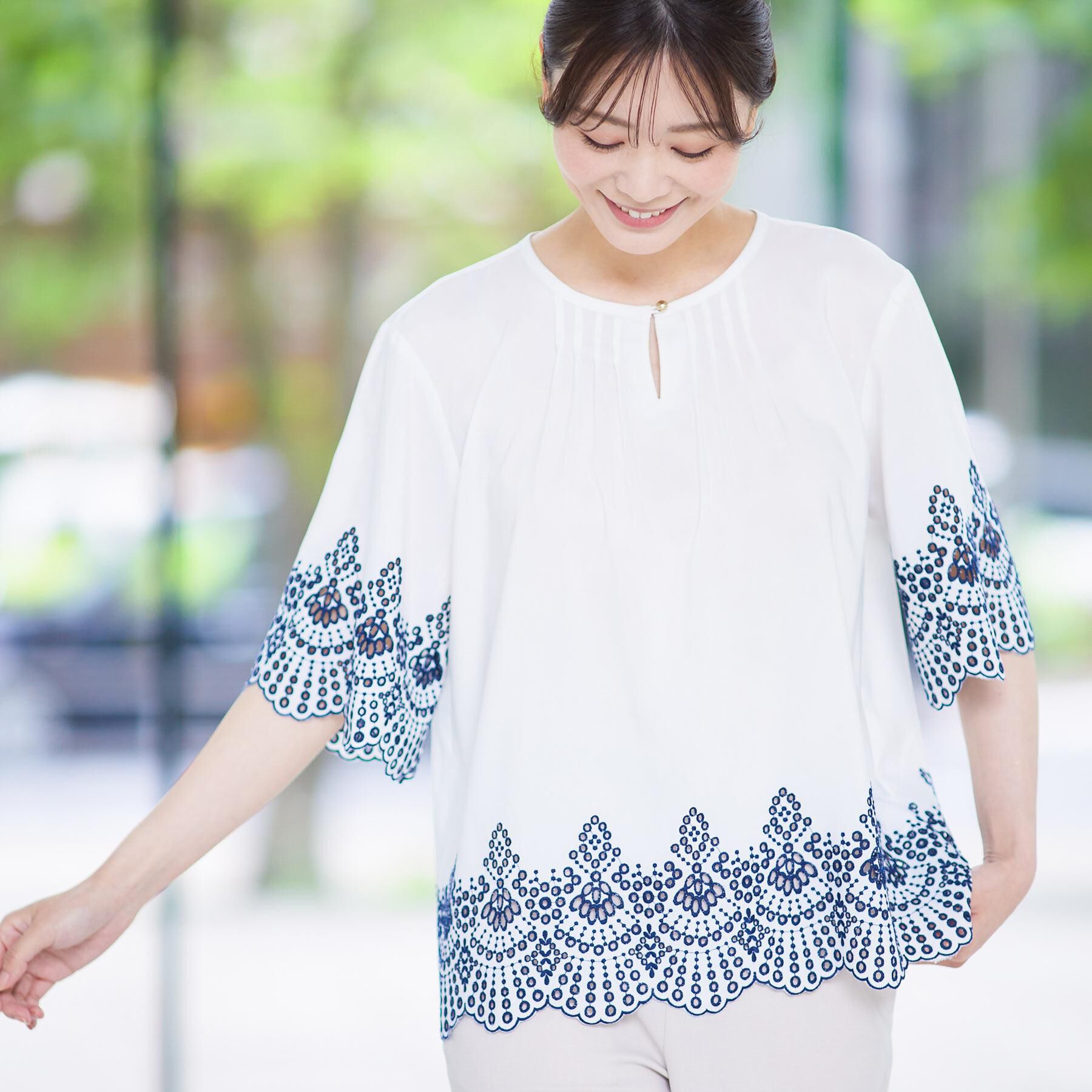 Reflect「【洗える／シワになりにくい】エンブロイダリーブラウス」|シャツ・ブラウス|