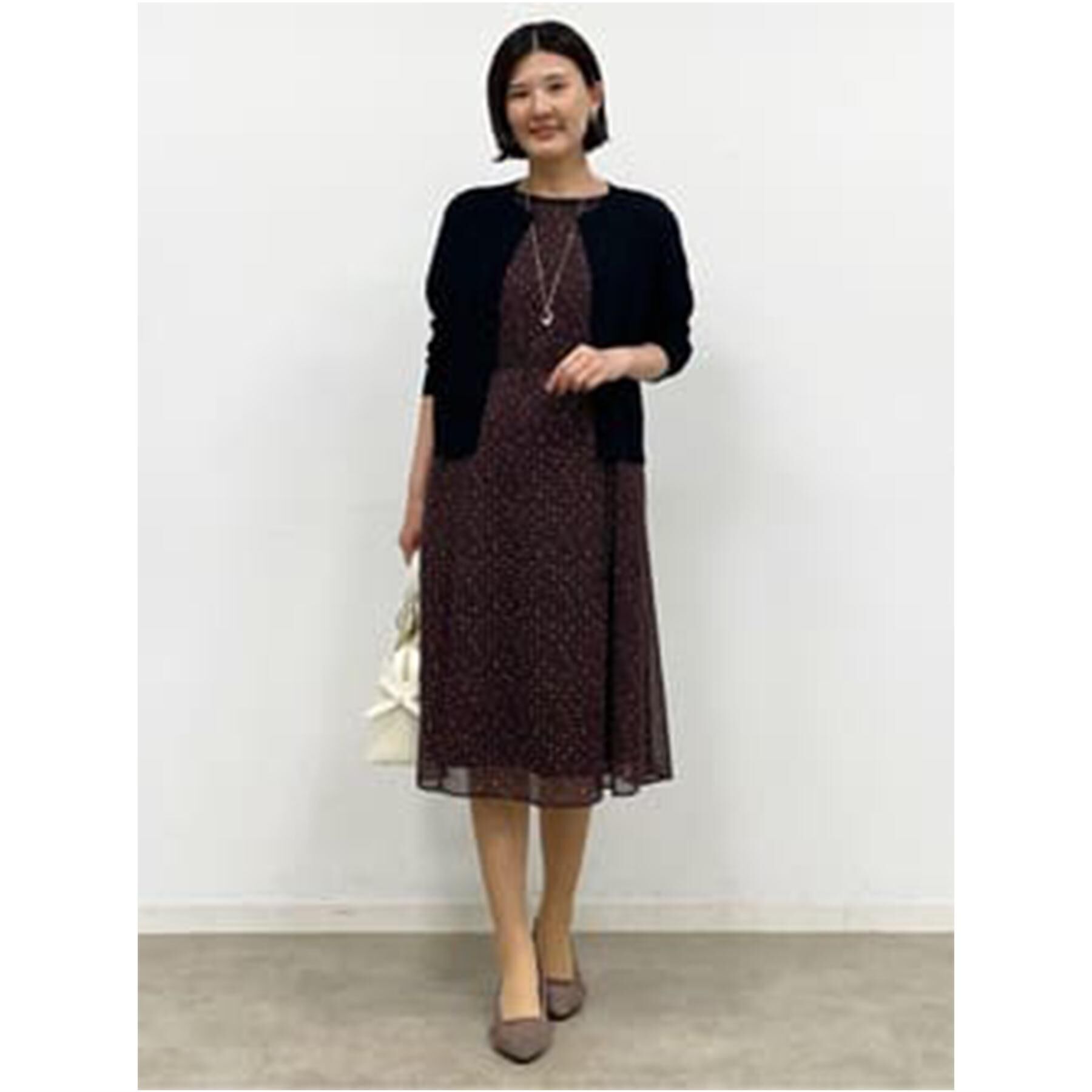 Reflect「【WEB先行カラーあり／マシンウォッシュ可／ナローベルト付き】オフボディツイードチェックワンピース」|ワンピース|