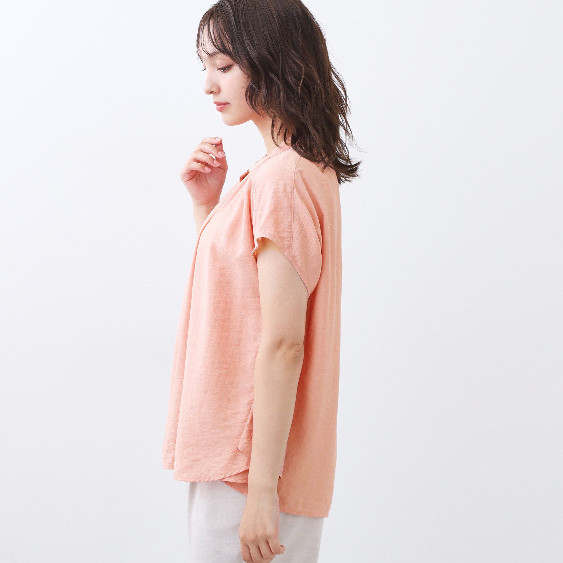 Reflect「【二の腕さりげなくカバー】バンドカラーブラウス」|シャツ・ブラウス|