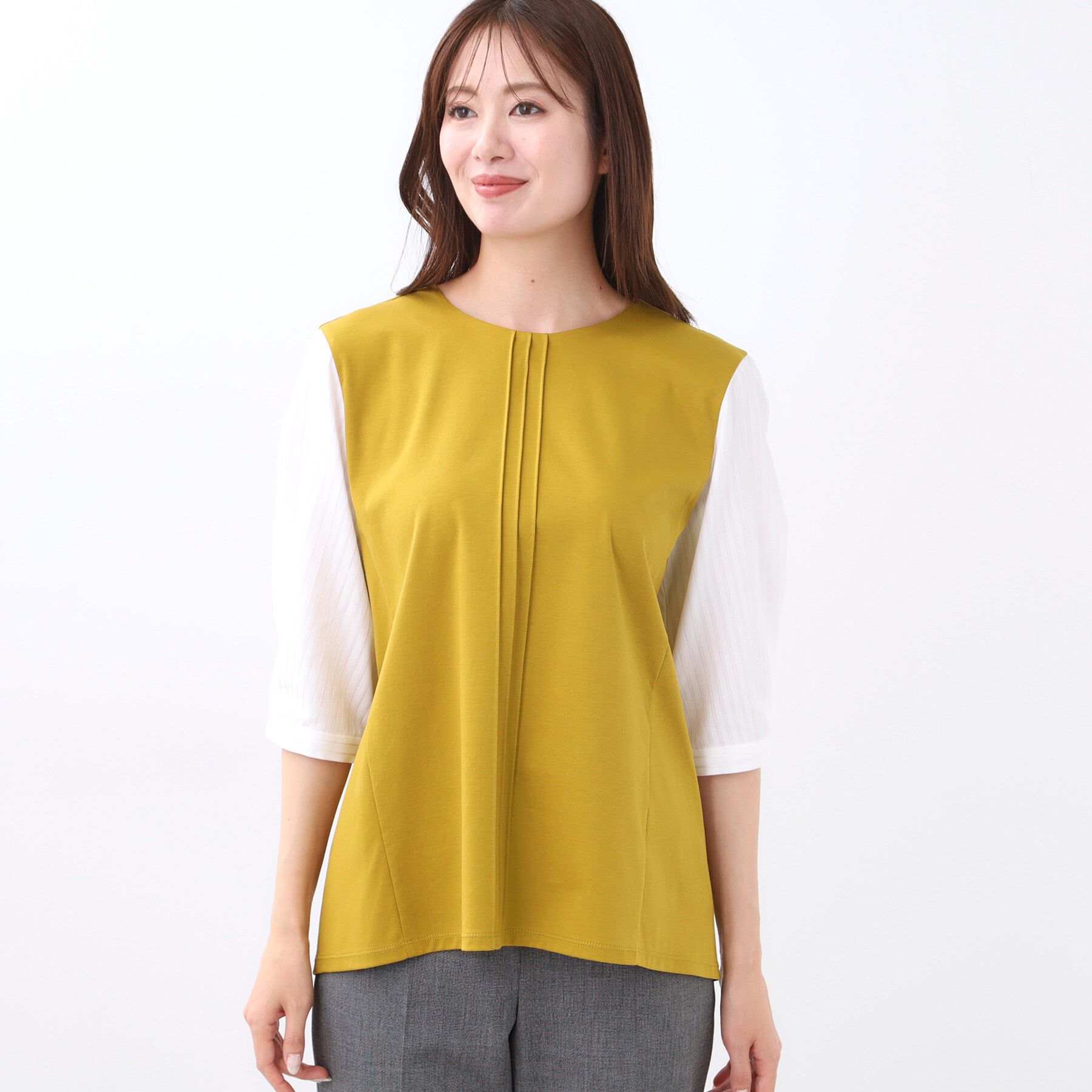 Reflect「【アウターを着てもすっきり／体型カバー／腰周りが気にならない】長め丈プルオーバージャージ」|Tシャツ・カットソー|